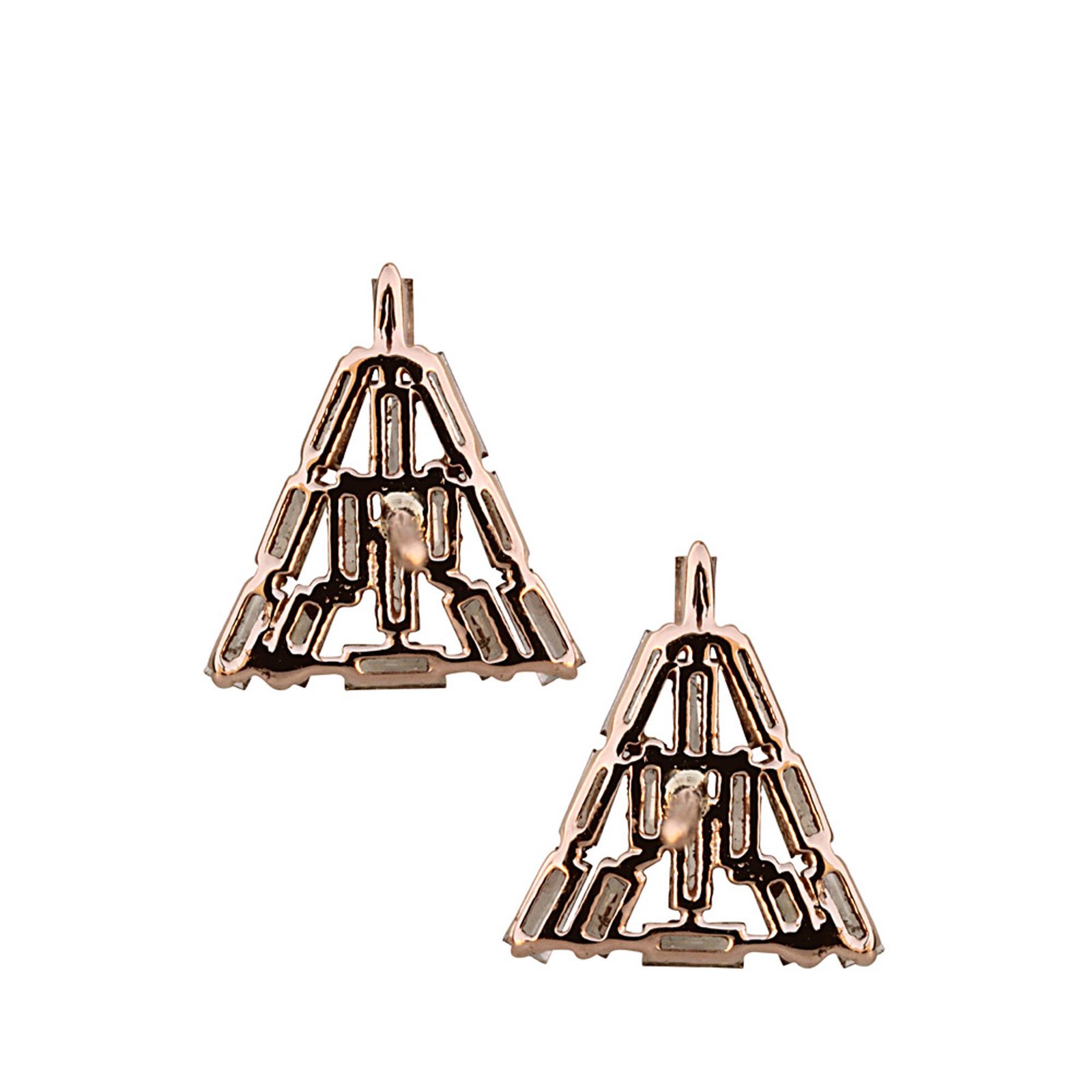 18k Solid rose gold baguette stud earrings