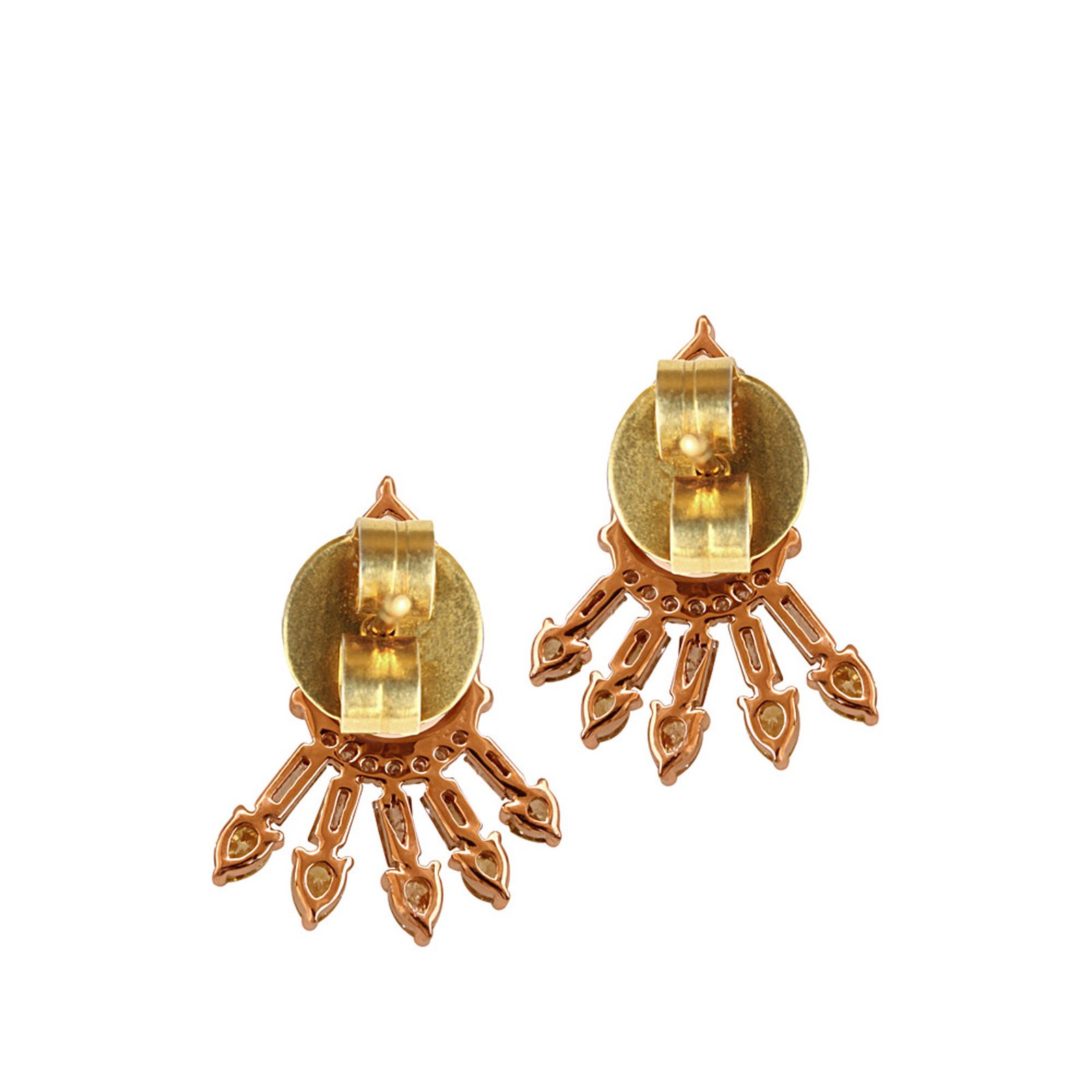 Baguette diamond opal 18k gold stud earrings fine jewelry