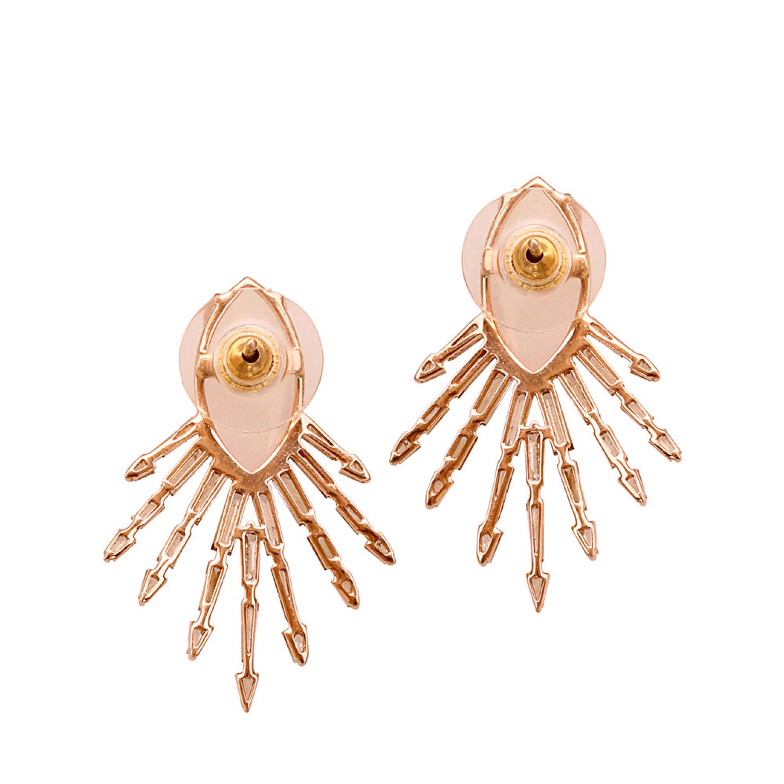 Marquise opal baguette diamond 18k gold stud earrings