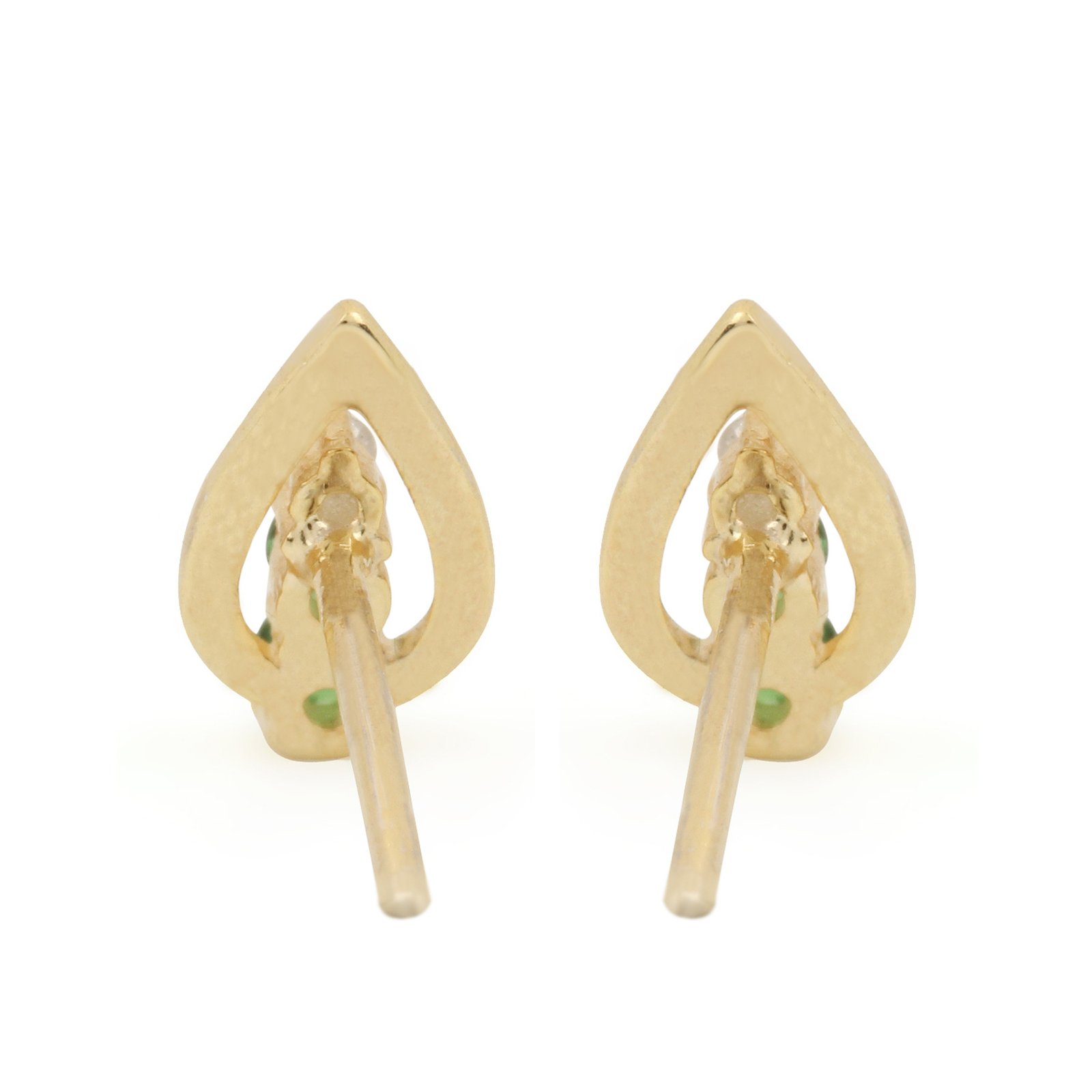 14k Solid Gold Diamond Natural Tsavorite Minimalist Stud Earrings