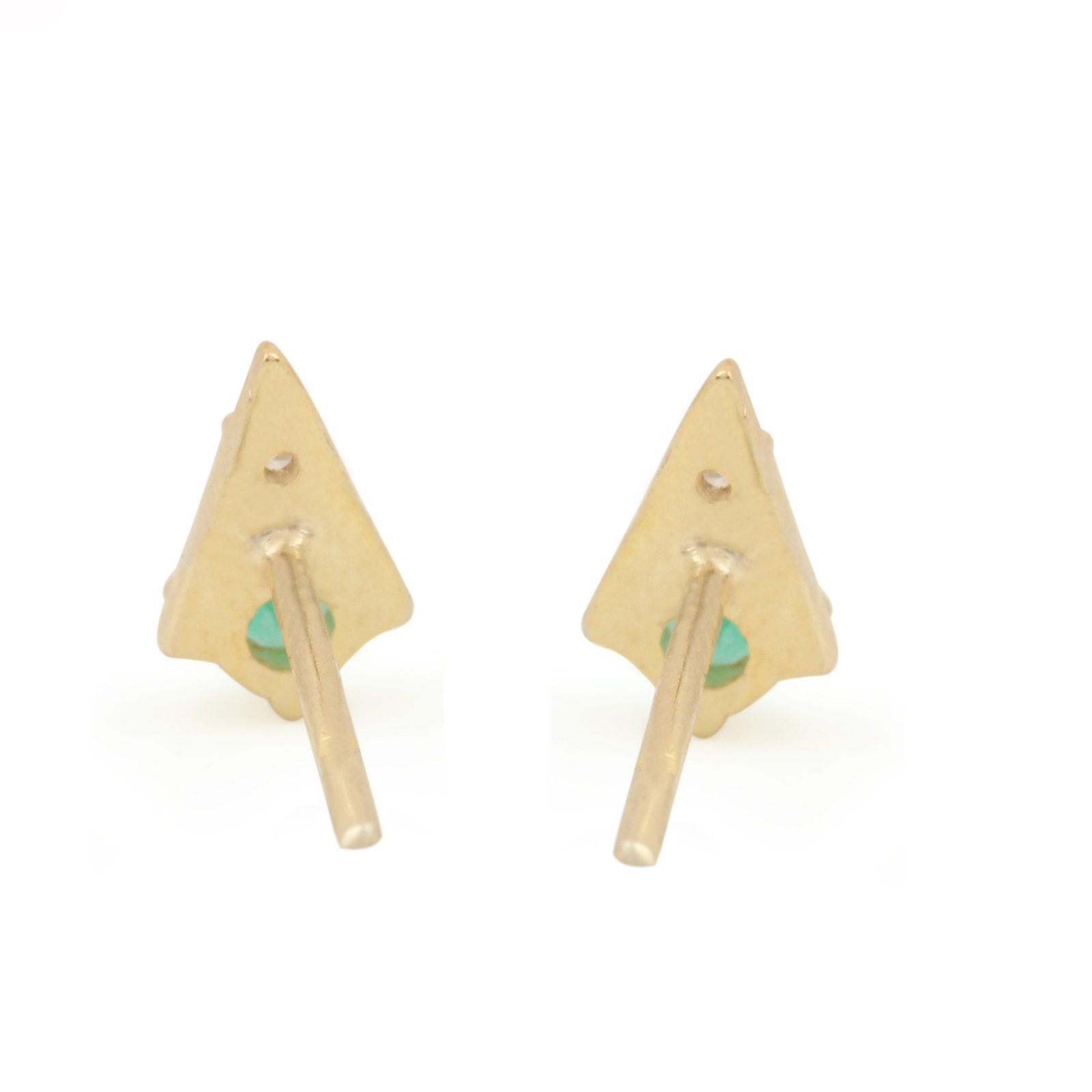 14k Solid Gold Diamond 0.22ct Natural Emerald Gemstone Minimalist Stud Earrings