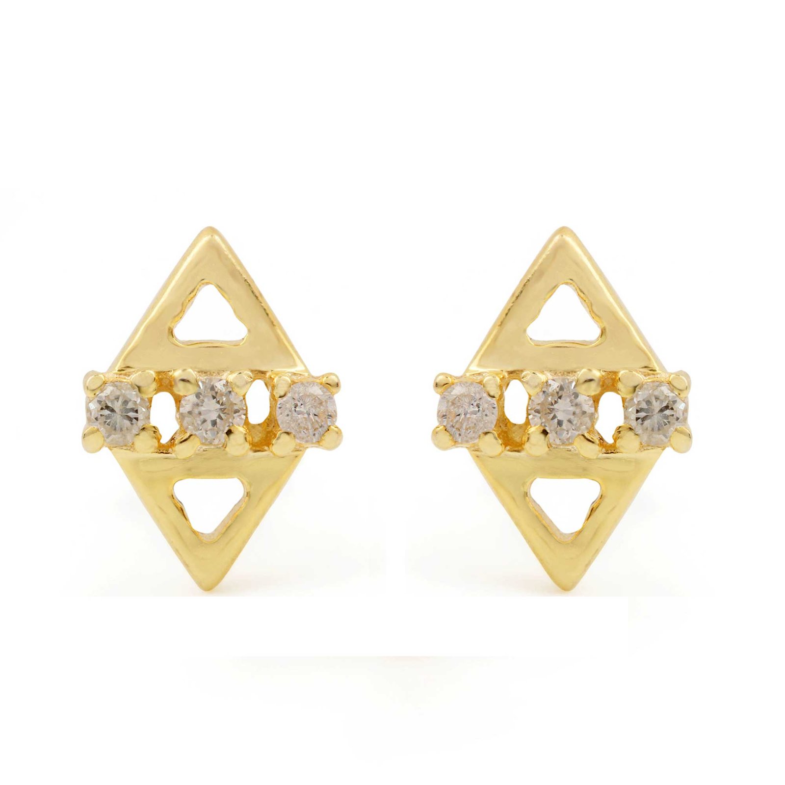 14k Solid Gold 0.10ct Natural Diamond Minimalist Stud Earrings