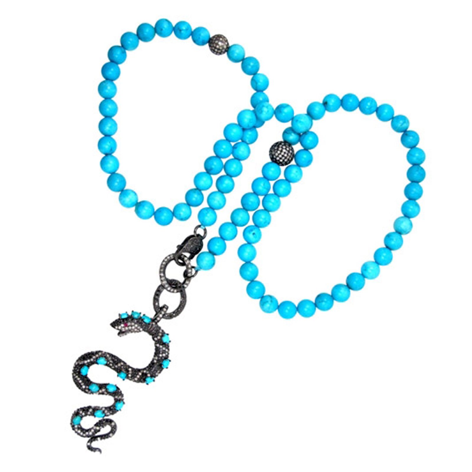 Turquoise diamond snake necklace vintage jewelry