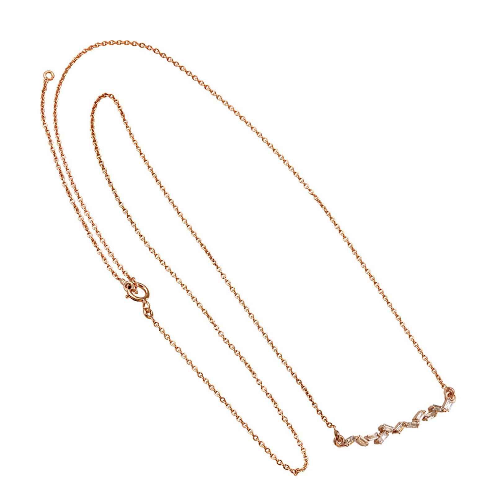 Baguette diamond chain necklace set in 18k solid gold