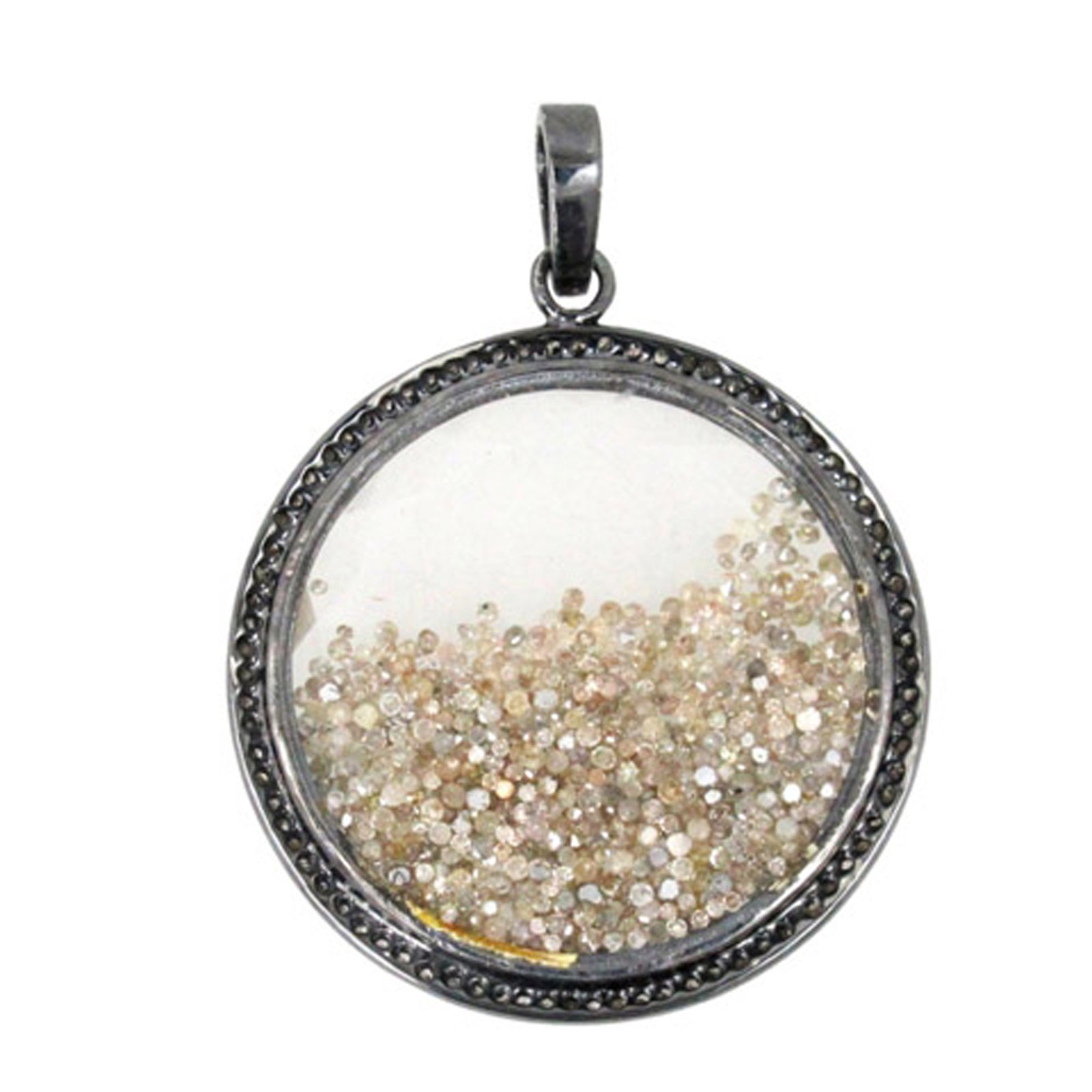 925 sterling silver 8.83ct loose diamond crystal shaker pendant