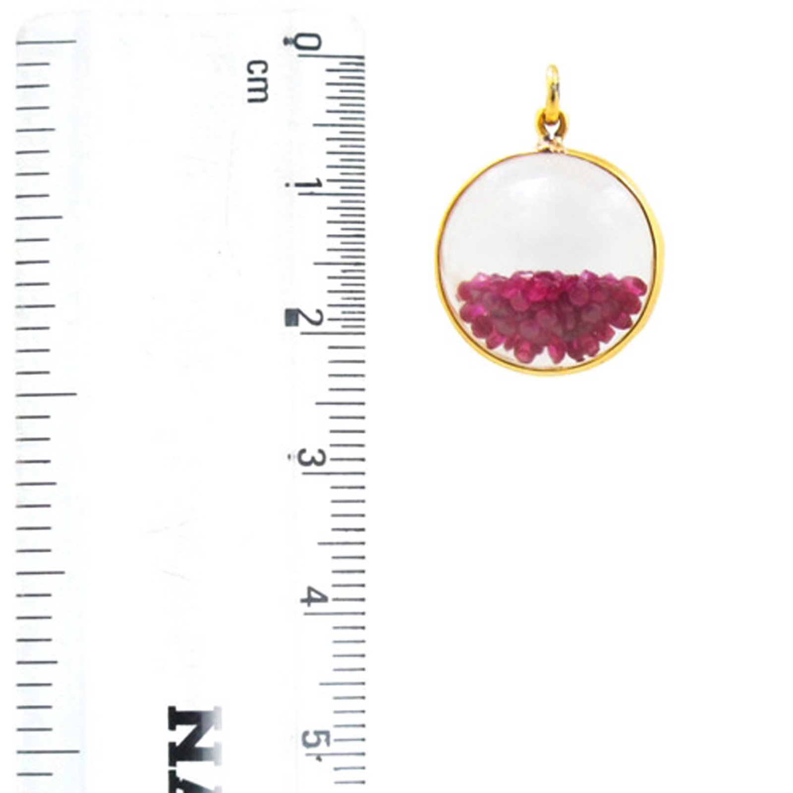 14k solid gold crystal shaker pendant with loose ruby