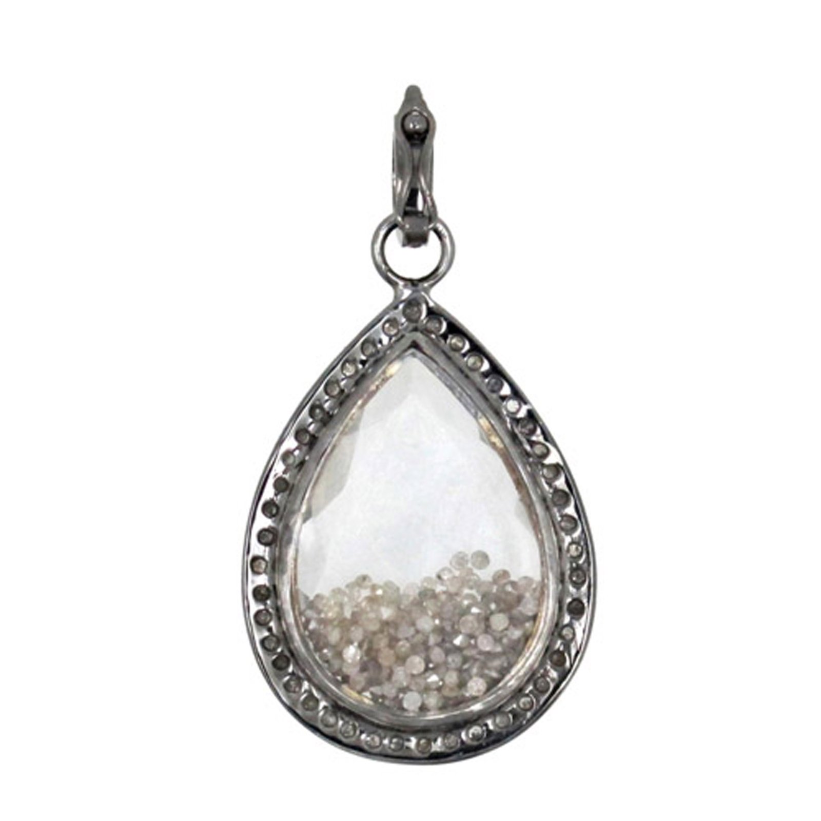 3.58ct natural diamond & 925 sterling silver crystal shaker pendant