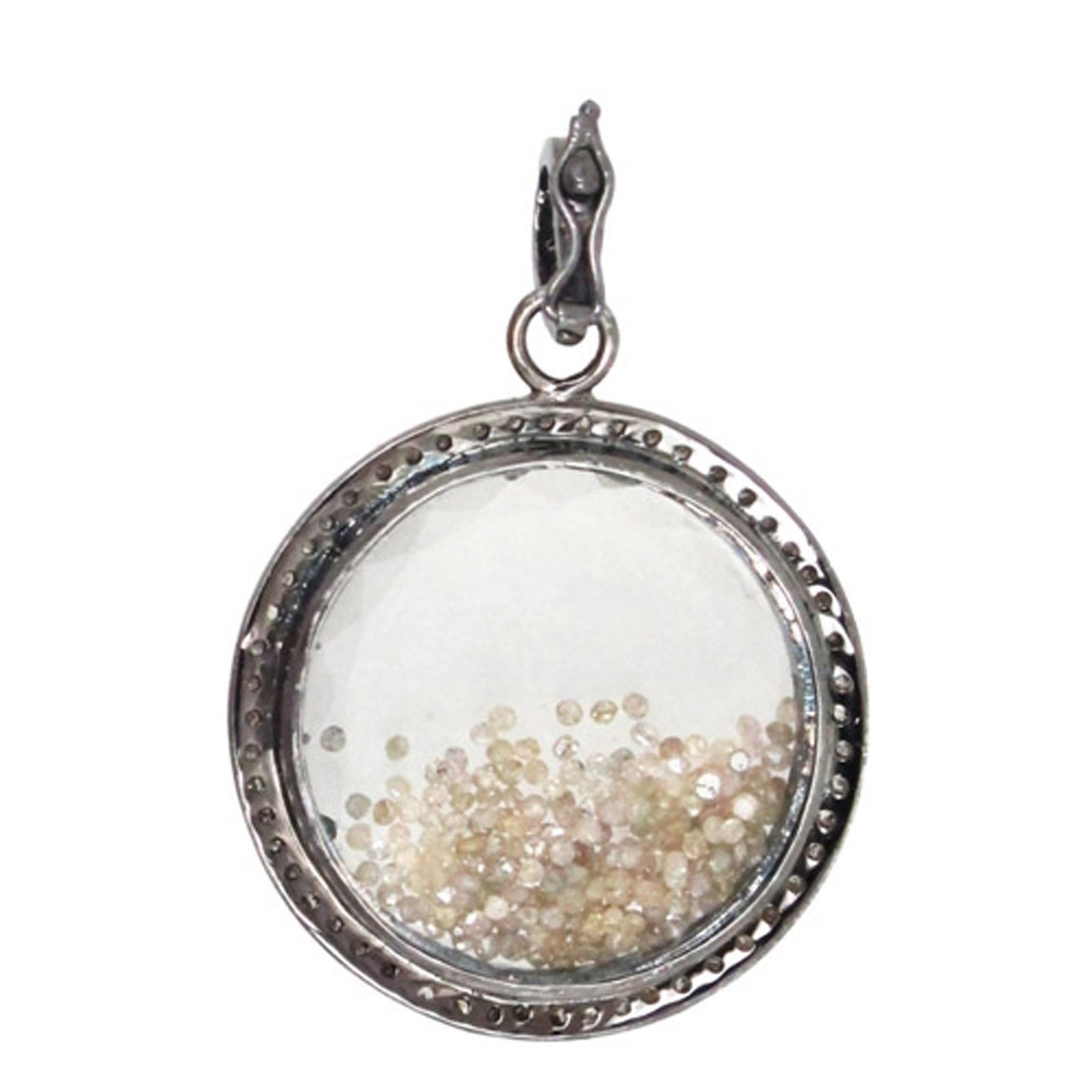 Loose diamond & 925 sterling silver crystal shaker pendant