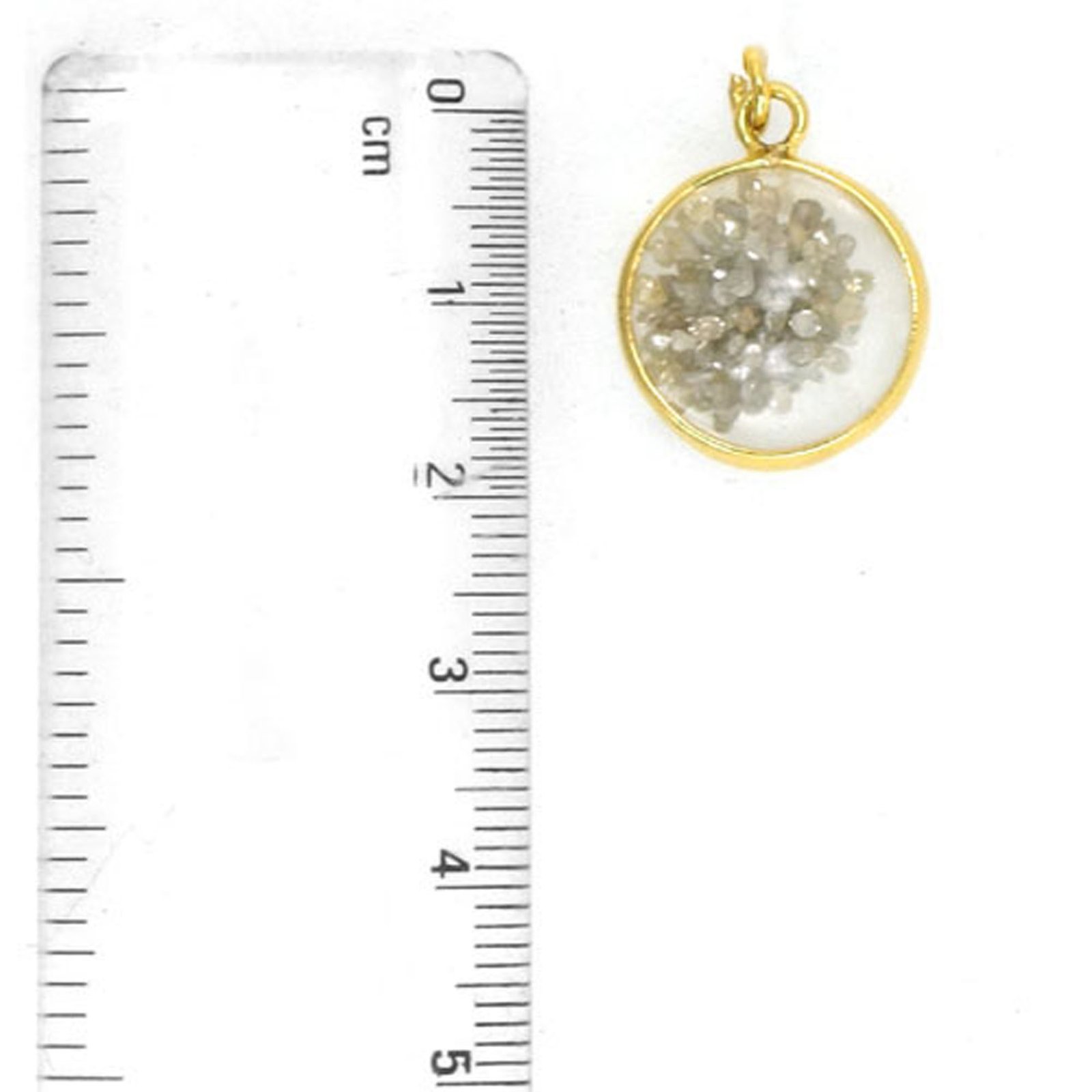 Crystal shaker pendant made in 14k solid gold with real diamond
