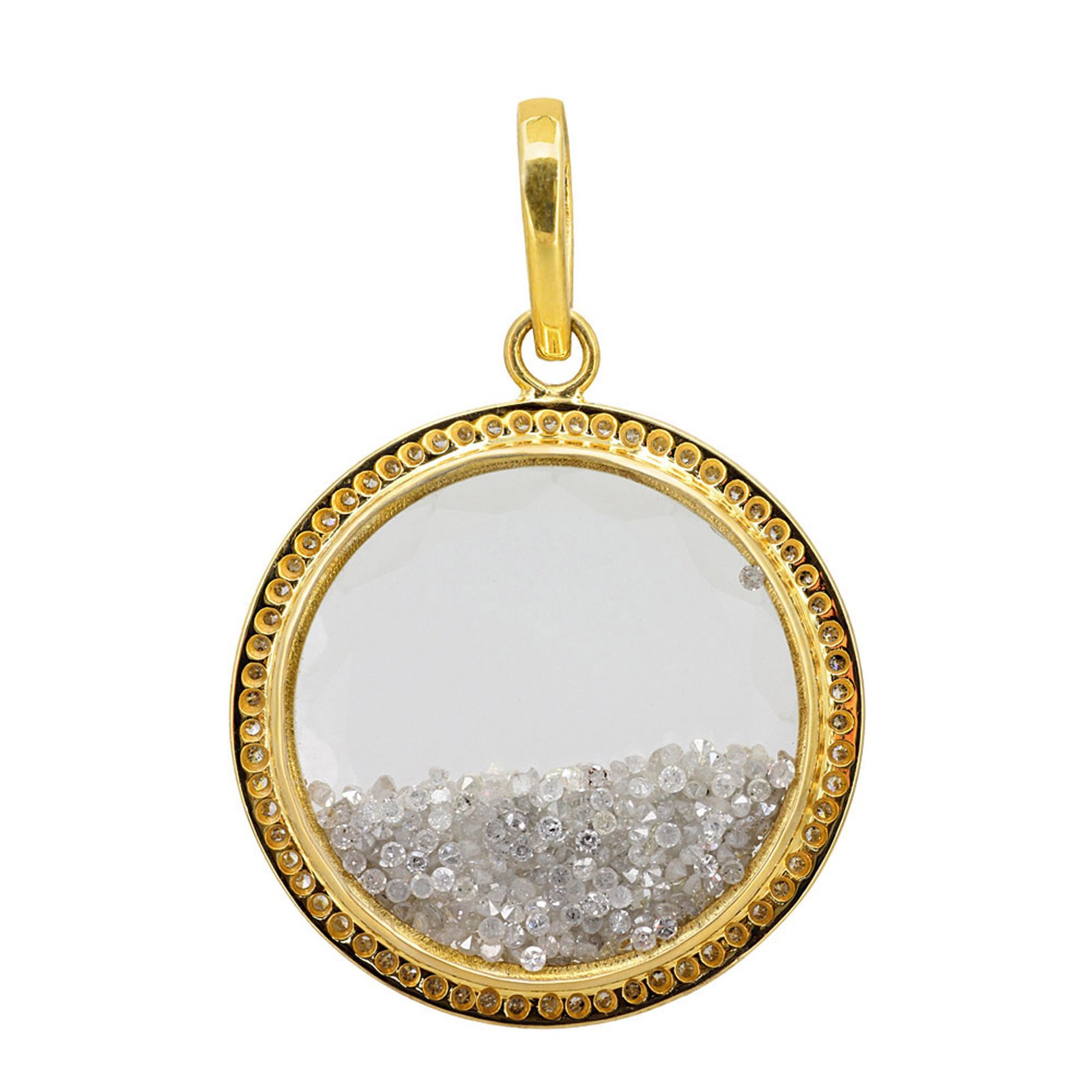 4.67ct natural diamond & 18k solid gold crystal shaker pendant