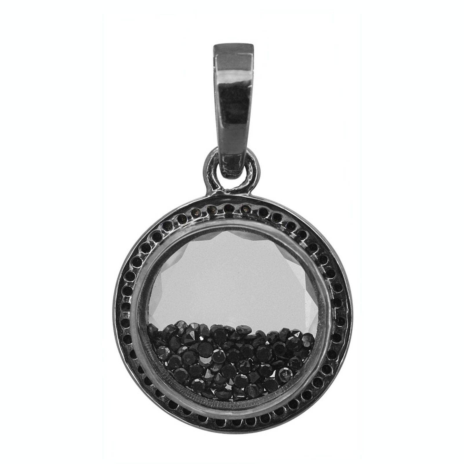 925 sterling silver real loose diamond crystal shaker pendant