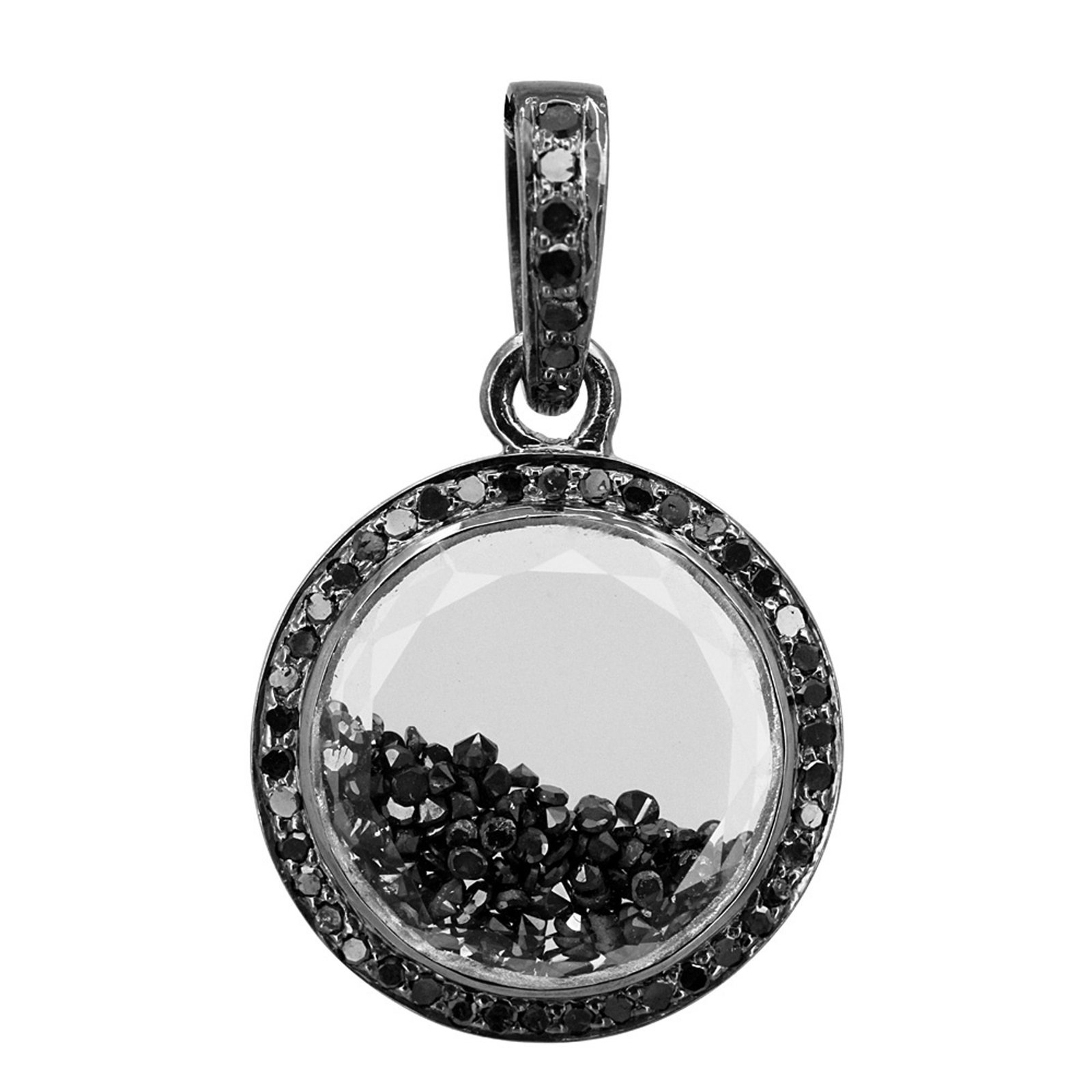 925 sterling silver real loose diamond crystal shaker pendant