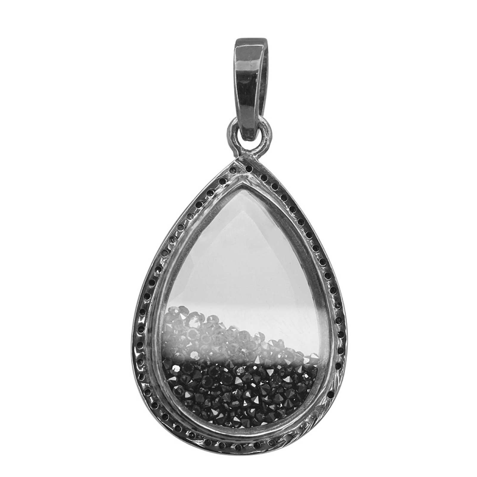 925 sterling silver natural loose diamond crystal shaker pendant