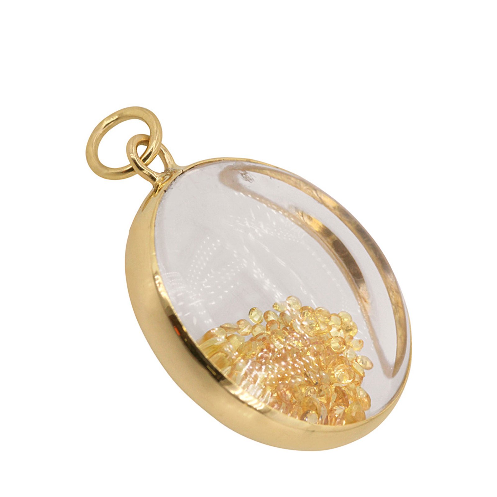 14k solid gold crystal shaker pendant natural gemstone
