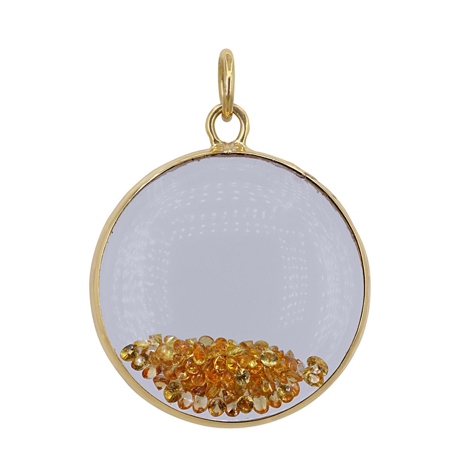 14k solid gold crystal shaker pendant natural gemstone