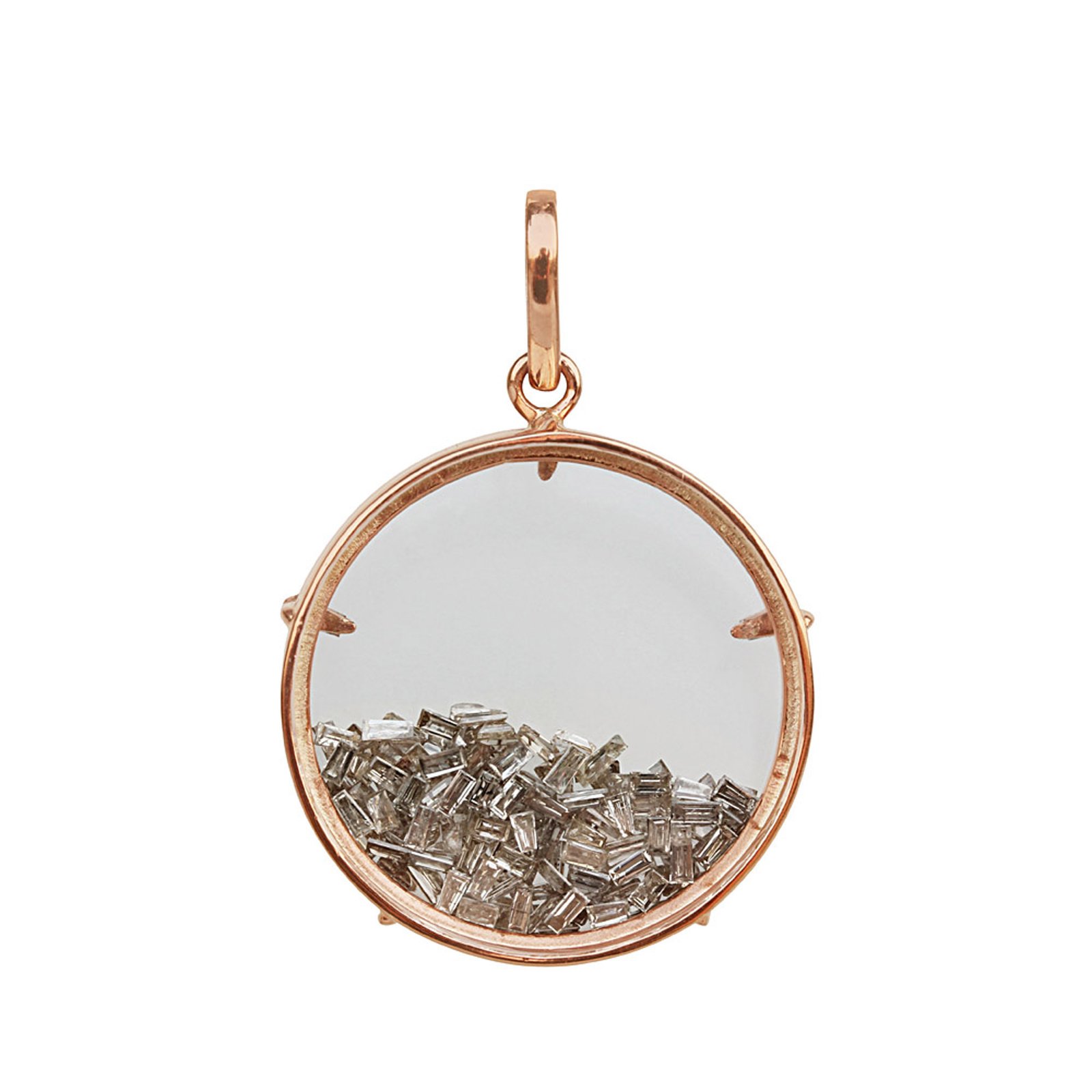 18k solid gold natural diamond crystal shaker pendant