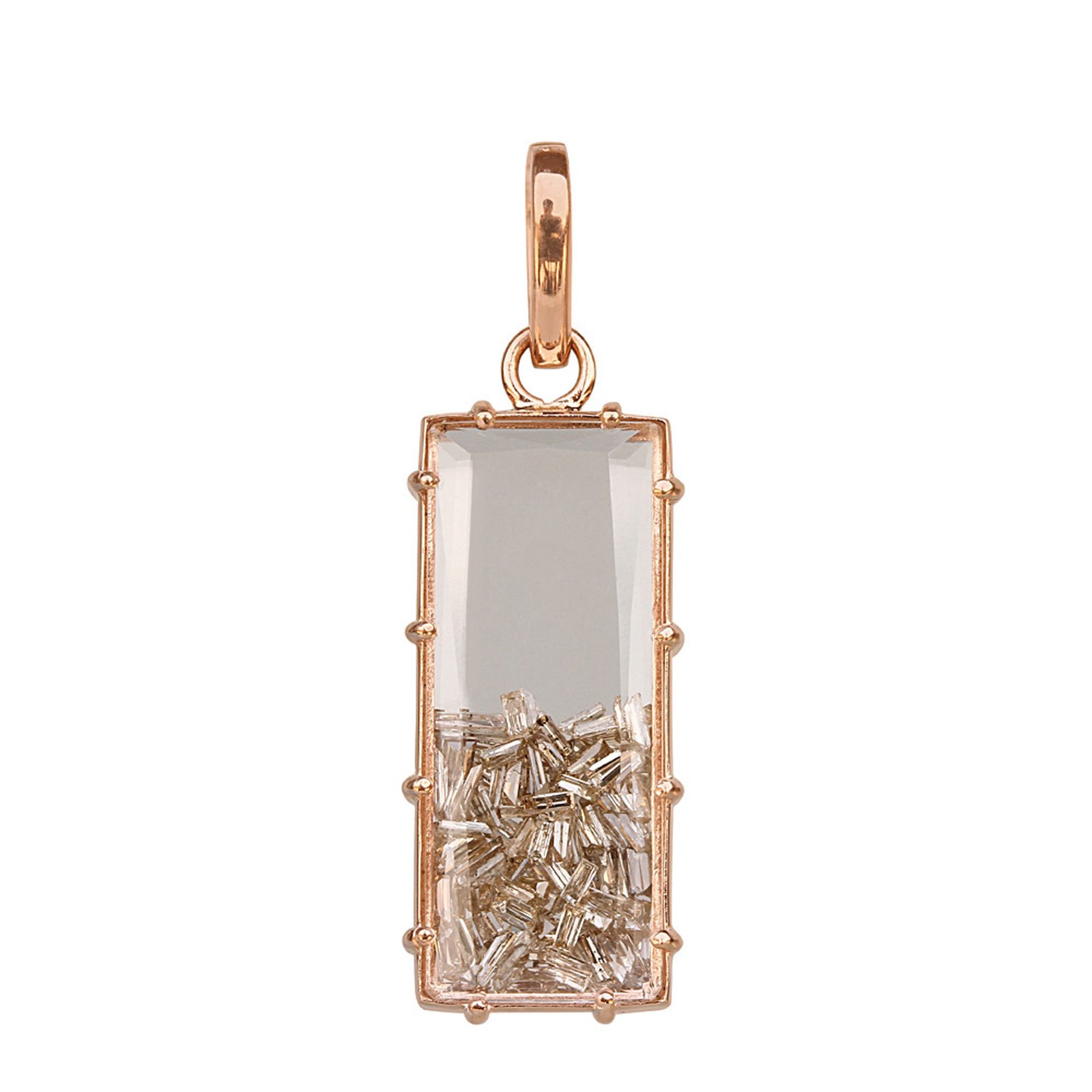 18k solid gold crystal shaker pendant with genuine diamond