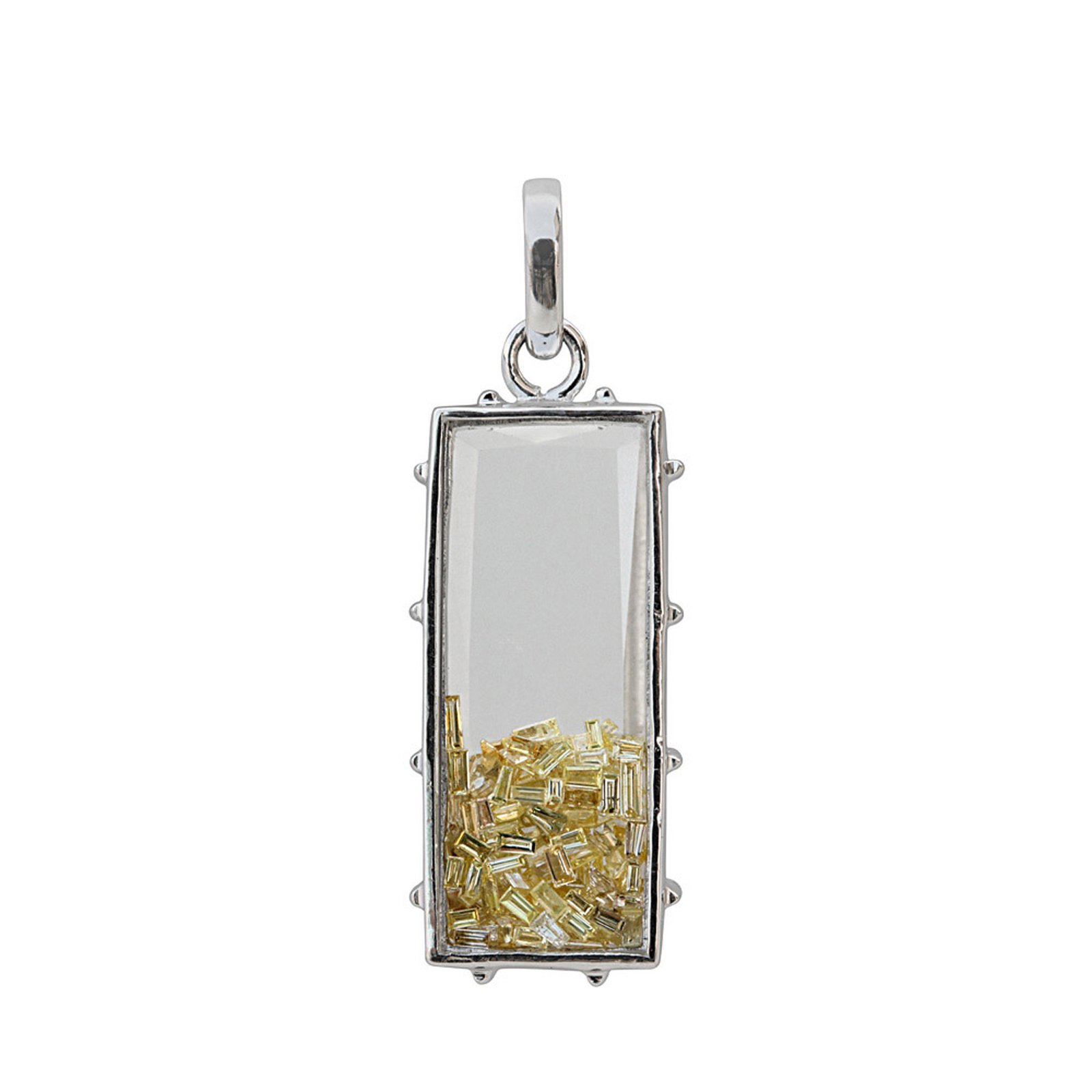 18k solid gold crystal shaker pendant withreal diamond
