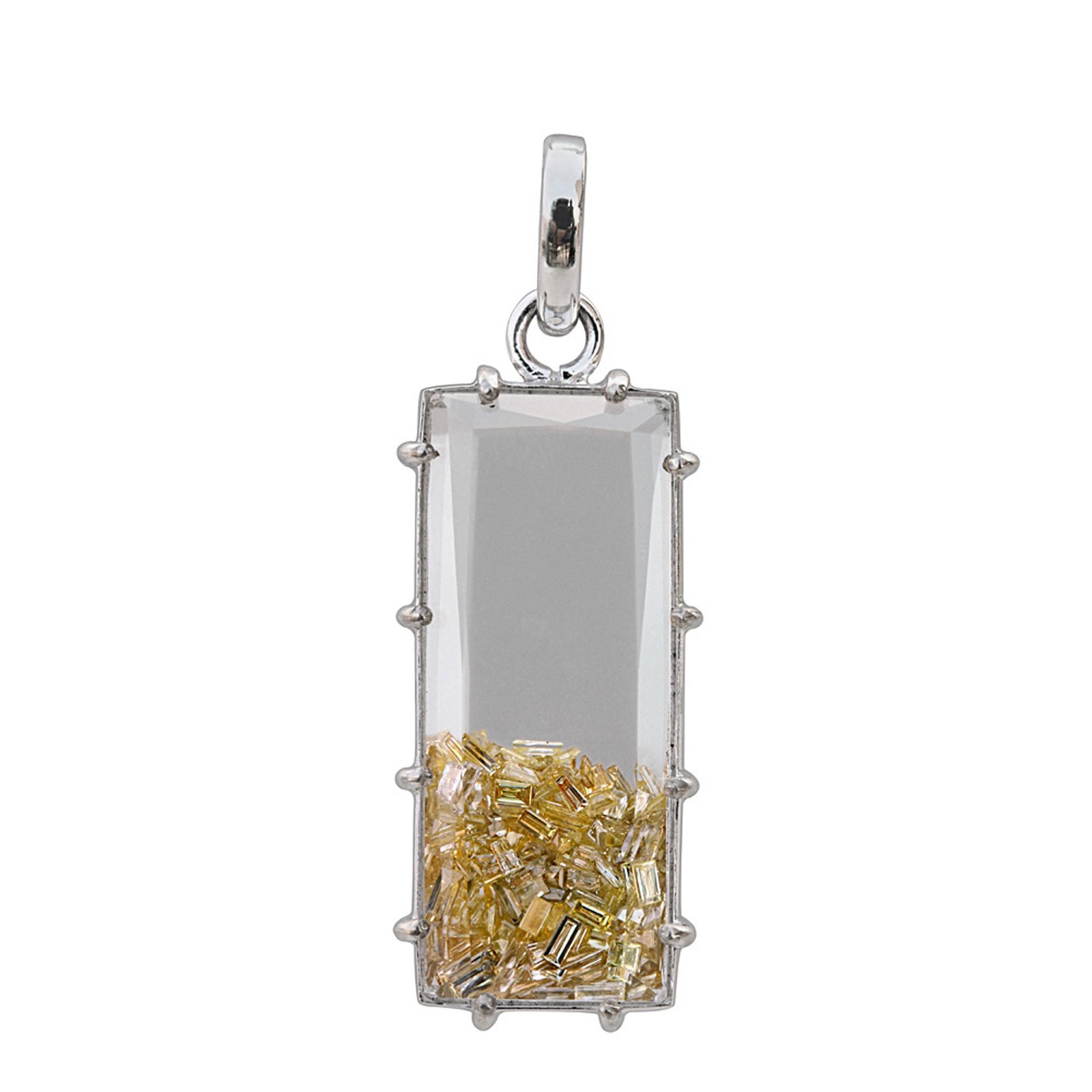 18k solid gold crystal shaker pendant withreal diamond