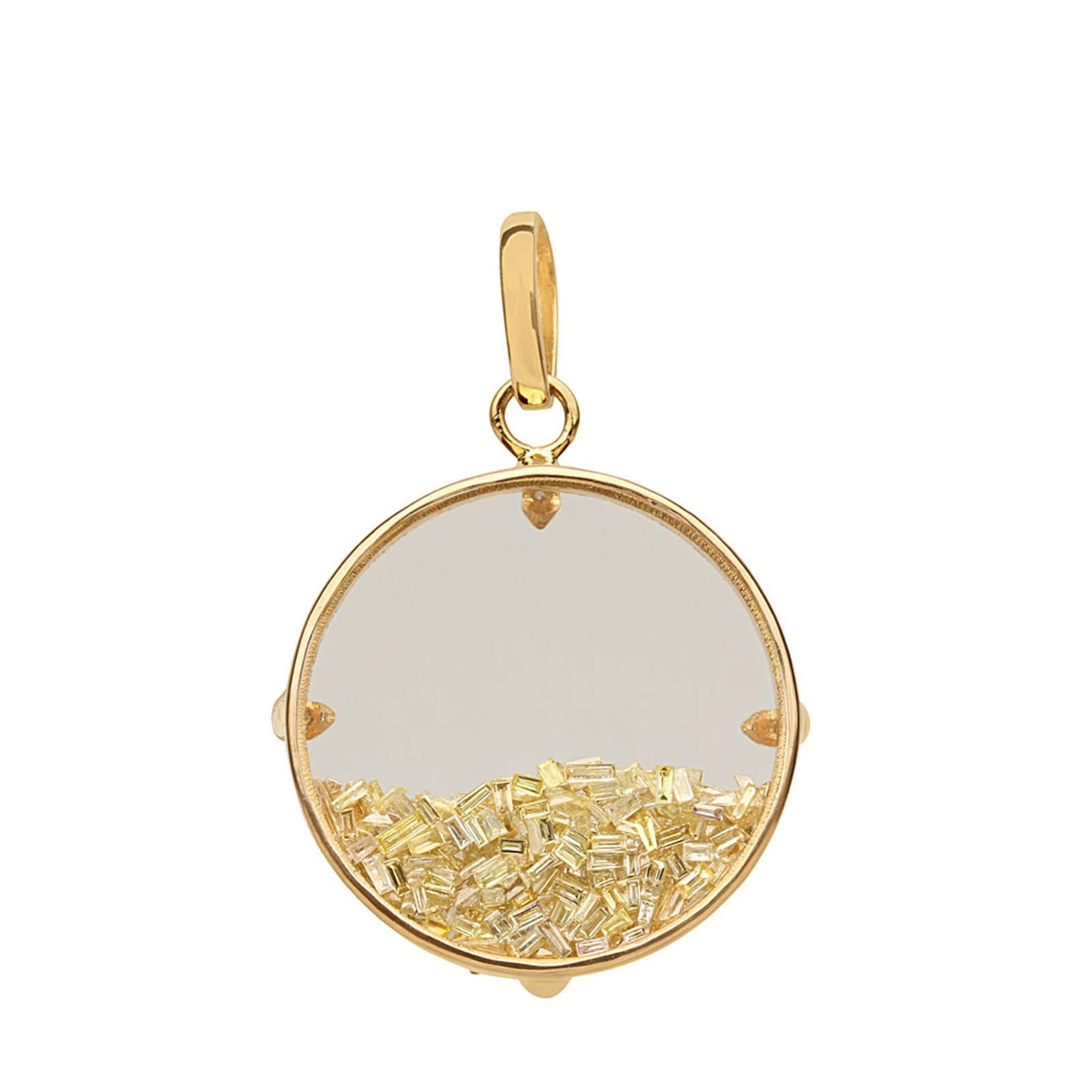 18k solid yellow gold loose diamond crystal shaker pendant