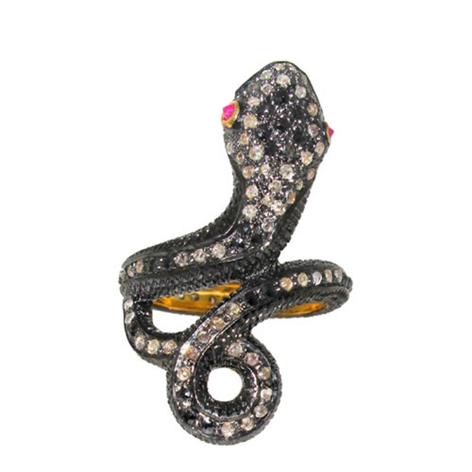 Silver 925 genuine diamond snake ring