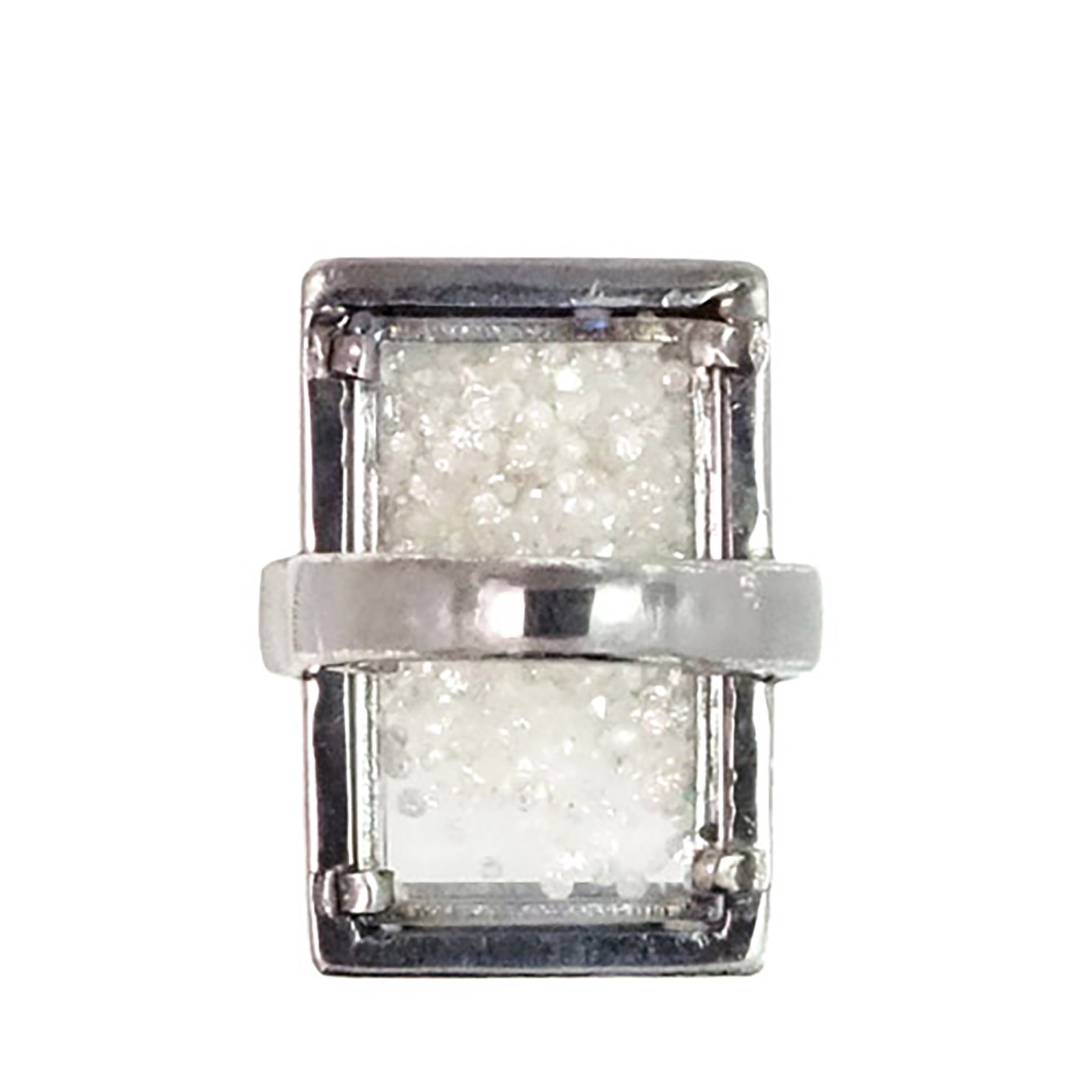 925 sterling silver natural diamond crystal shaker ring