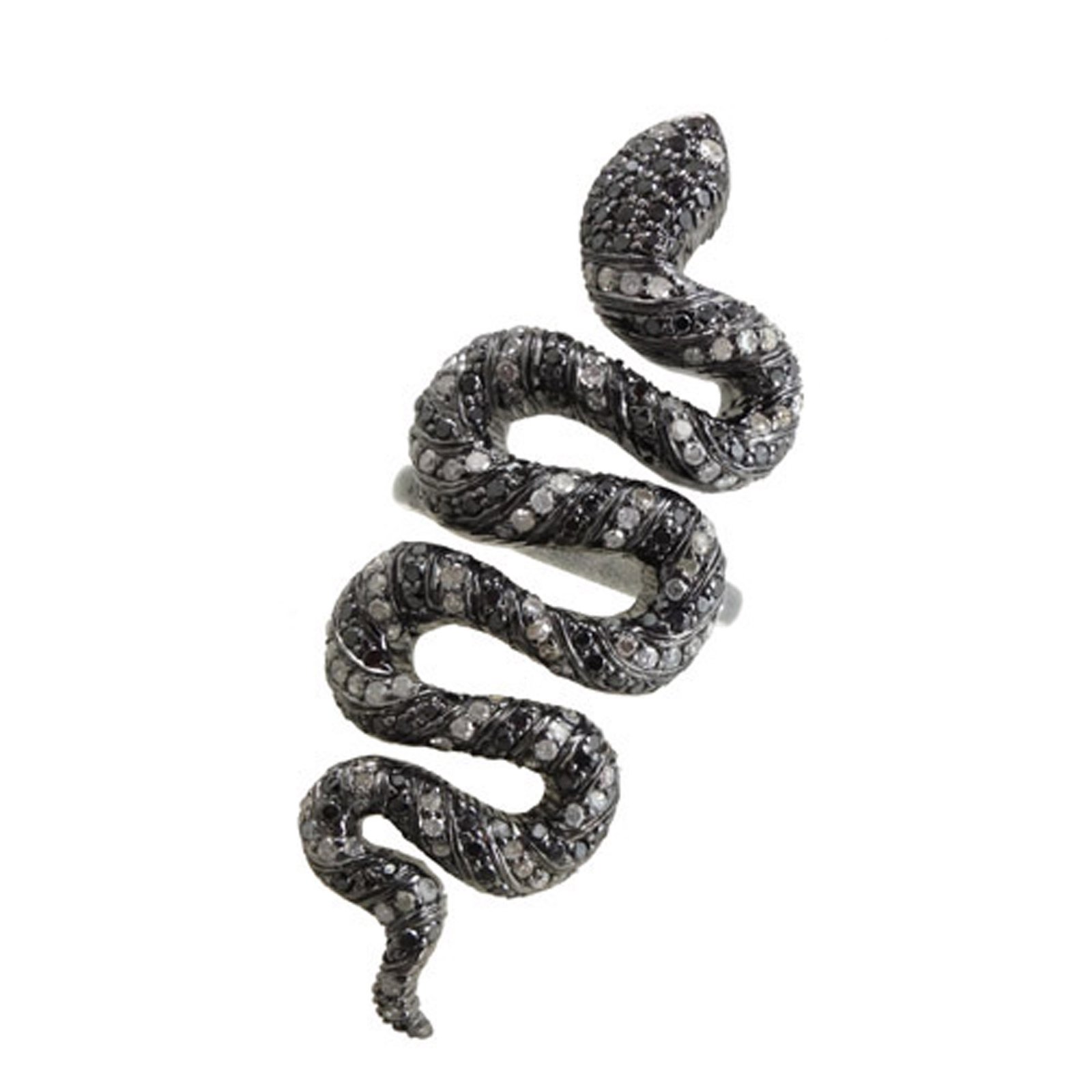 Natural diamond 925 silver snake ring