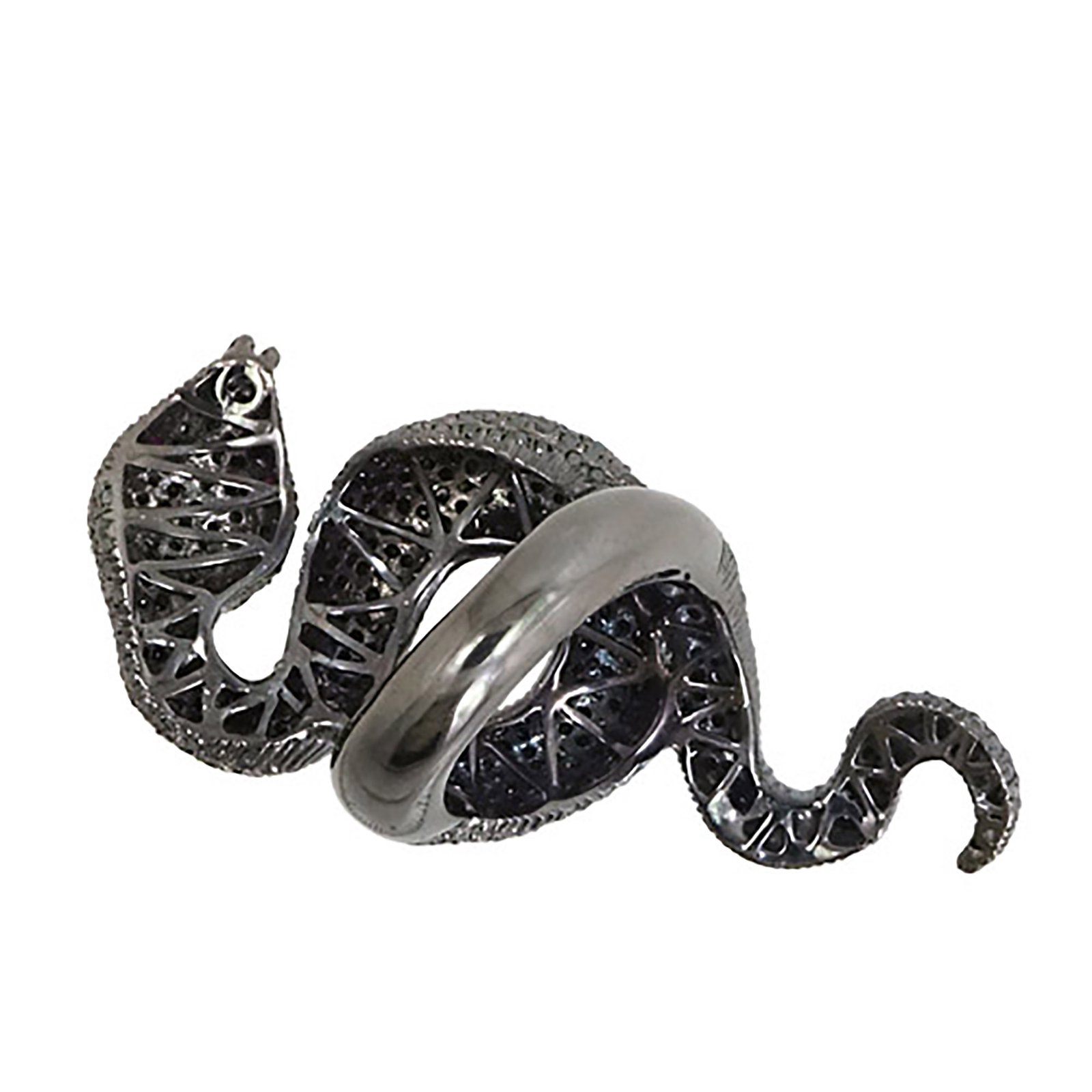 Real black diamond snake ring