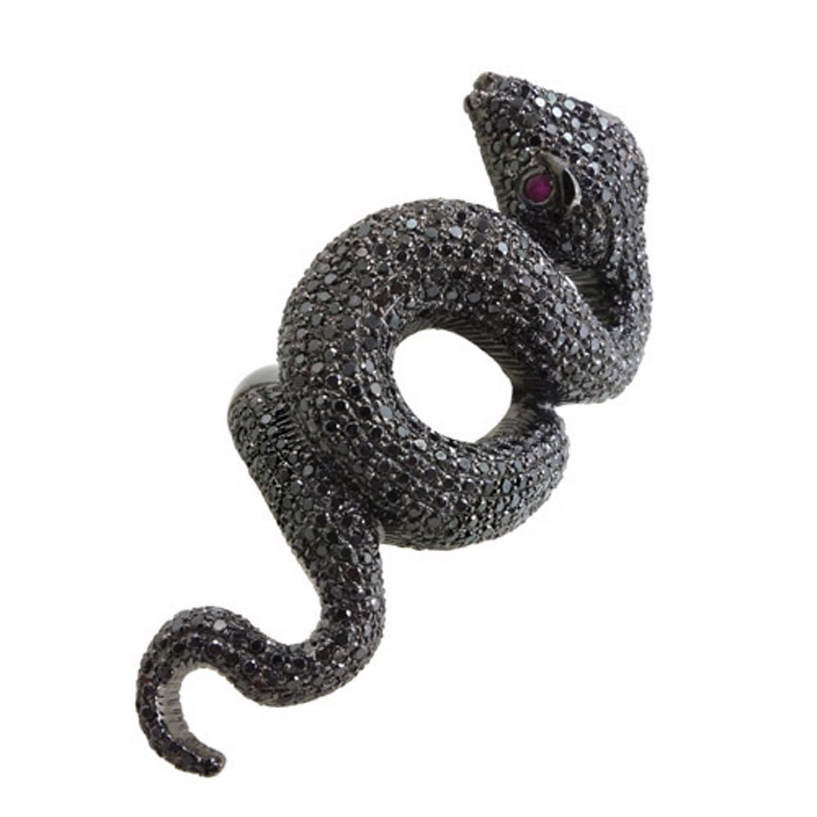 Real black diamond snake ring