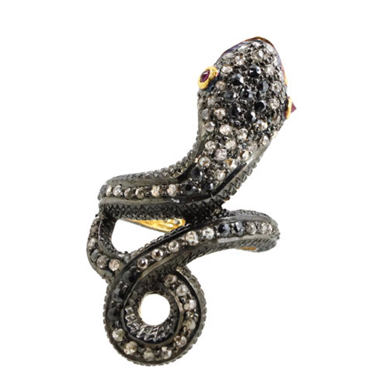 925 Silver pave diamond snake ring fine jewelry