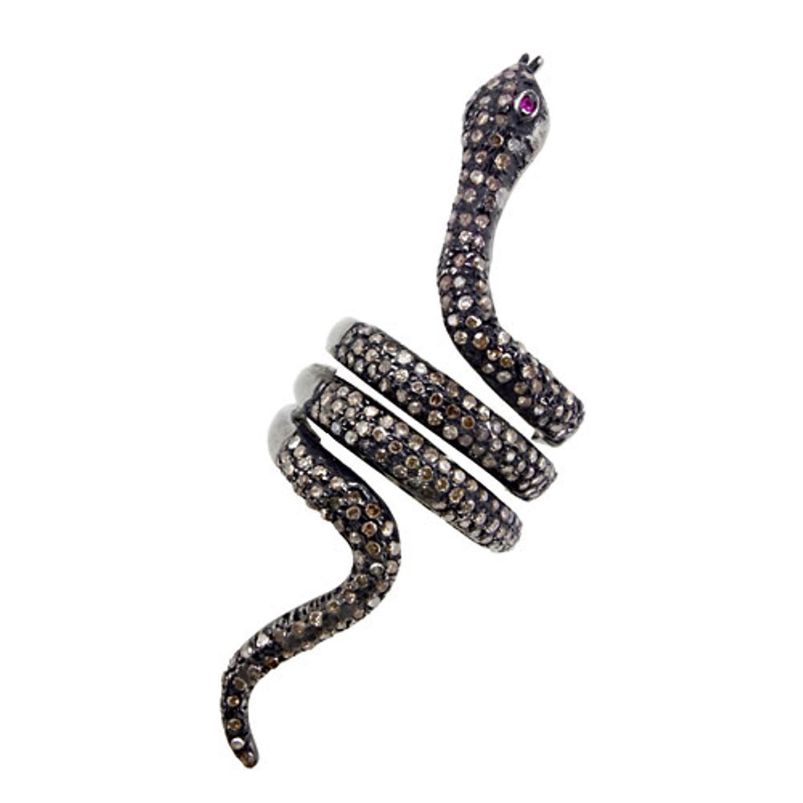 925 Sterling silver diamond snake ring