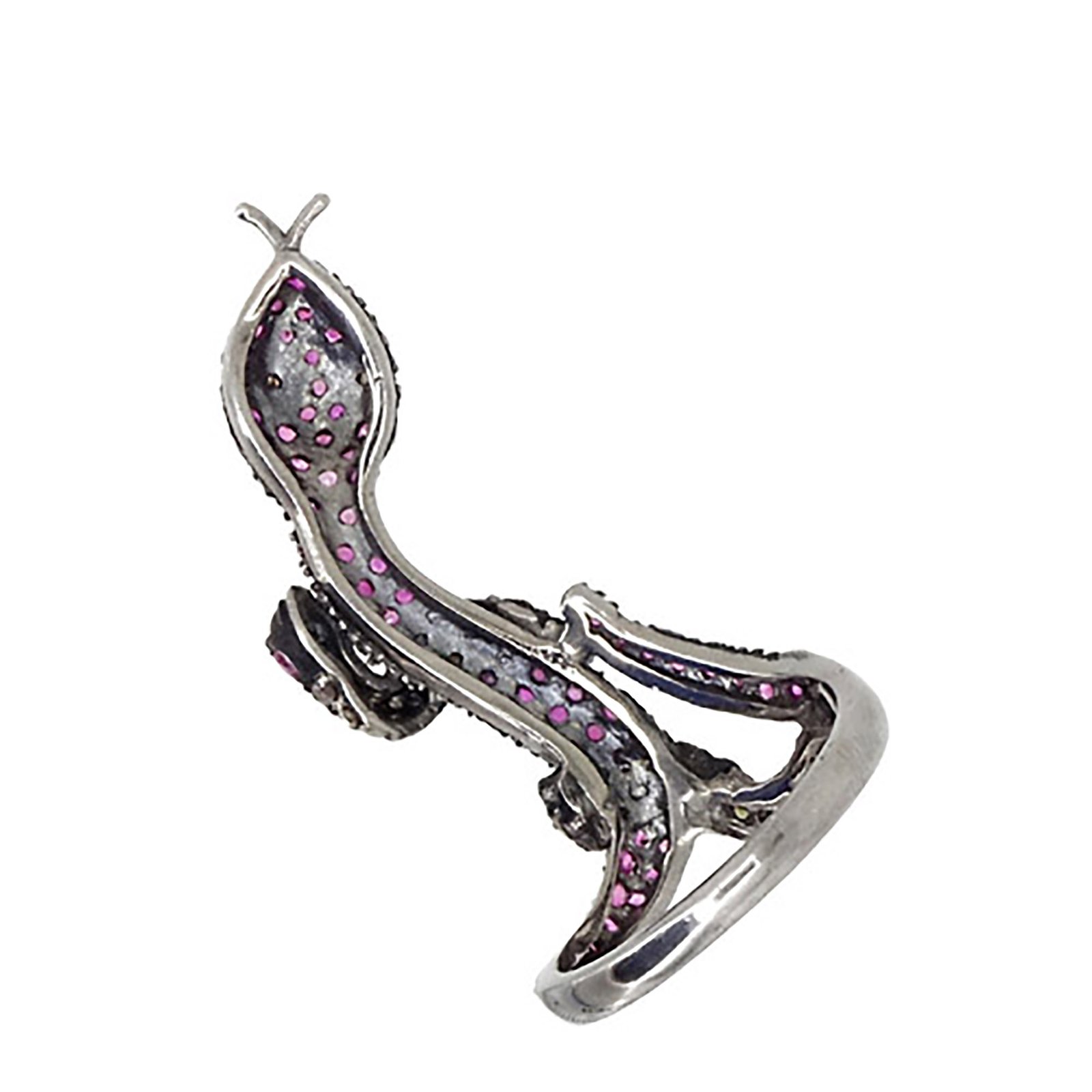 925 Silver snake ring with ruby