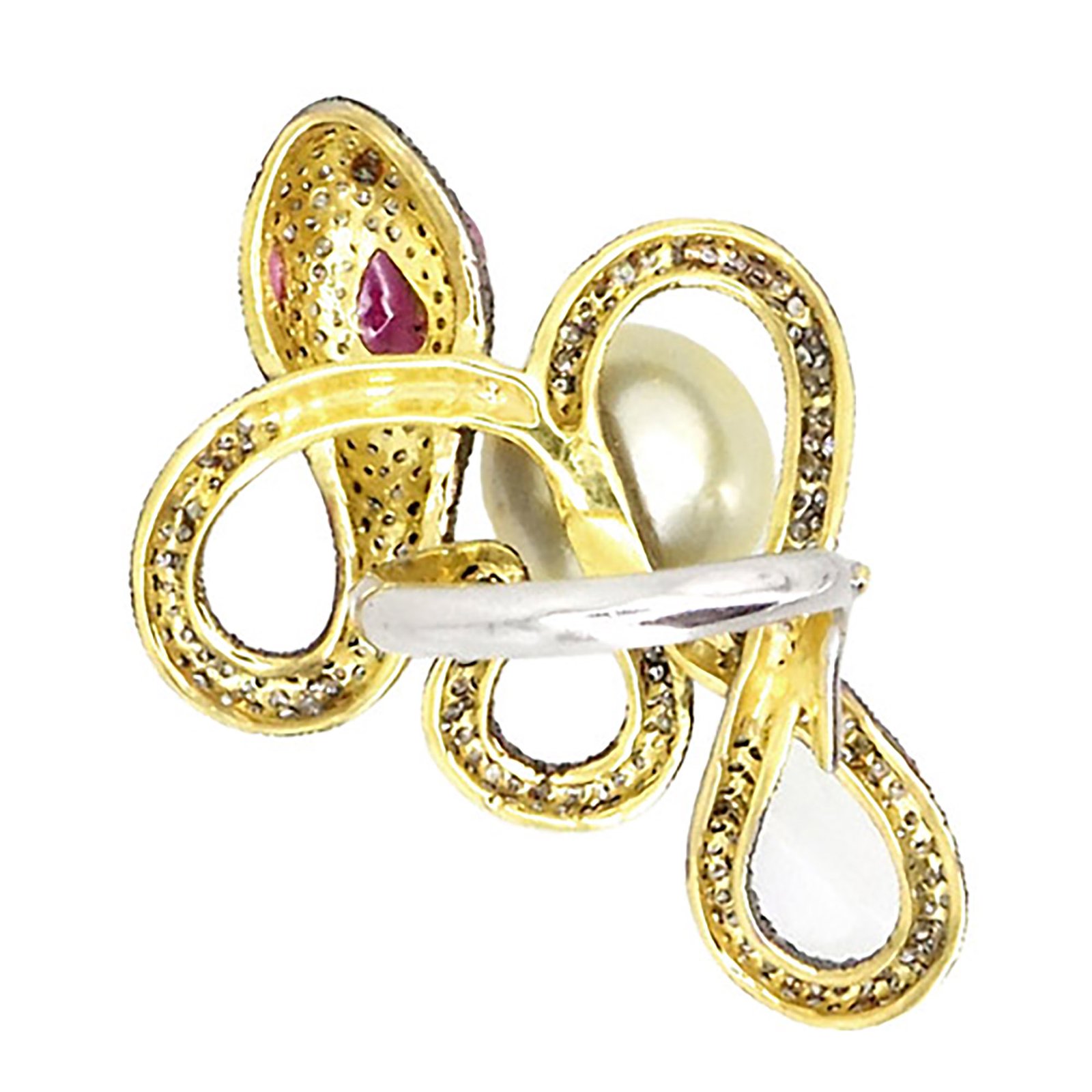 Pearl ruby diamond vintage snake ring