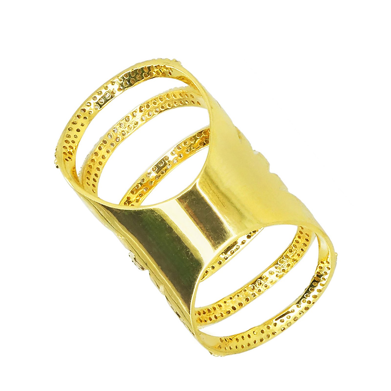 18k Solid yellow gold cage ring with diamond