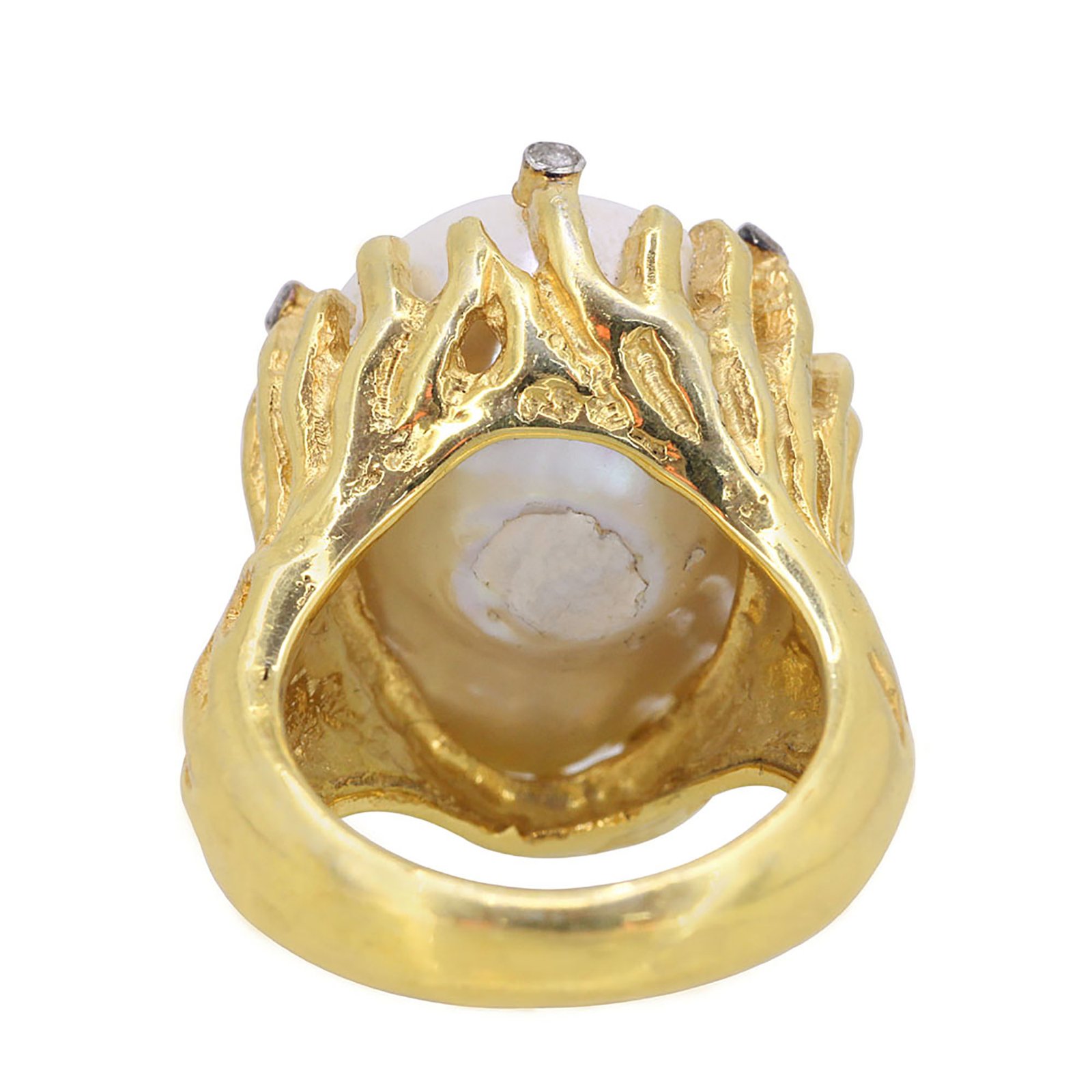 Pearl dome ring, 14k gold & 925 silver diamond jewelry