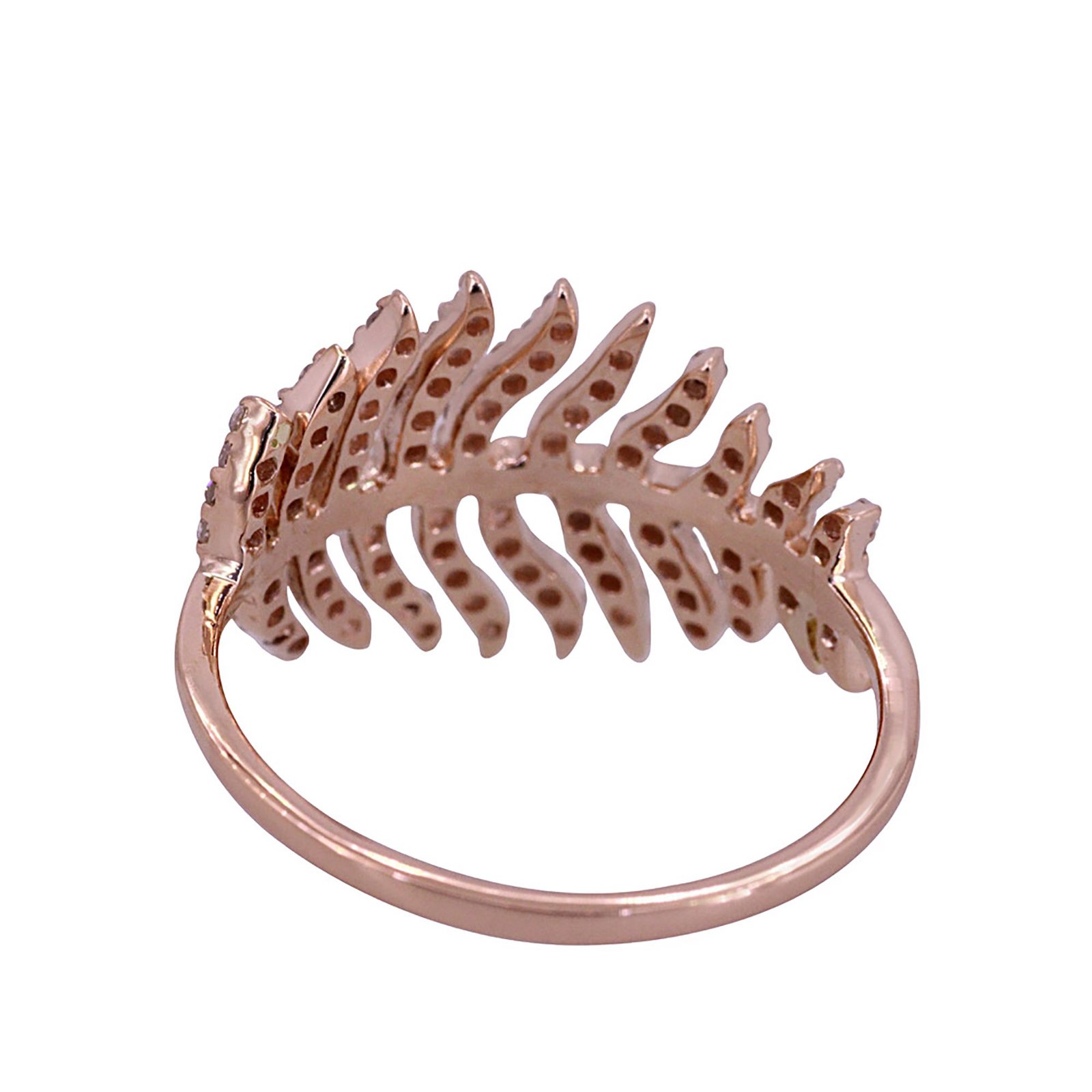 Solid 18k gold diamond leaf ring fine jewelry