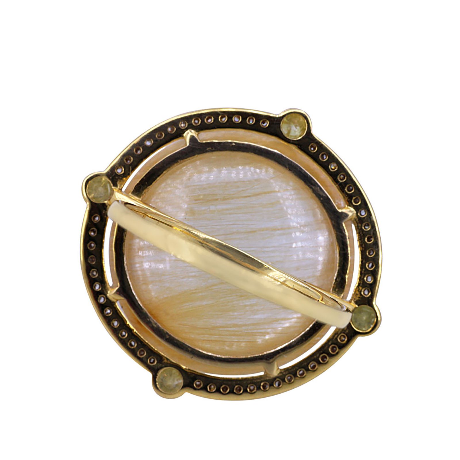Genuine diamond rutile quartz ring, 18k gold fine jewelry