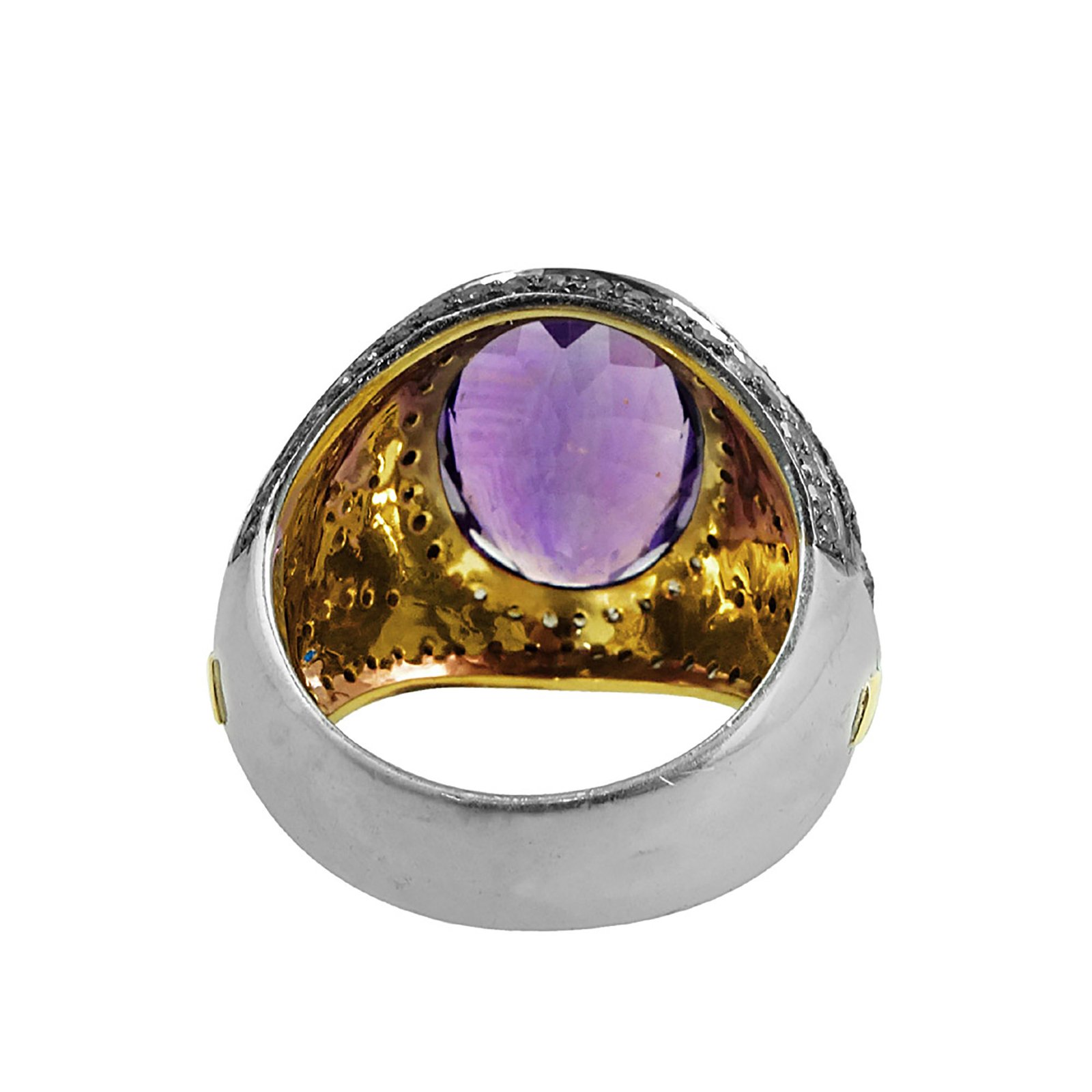 Amethyst gemstone ring made in 925 silver with diamond