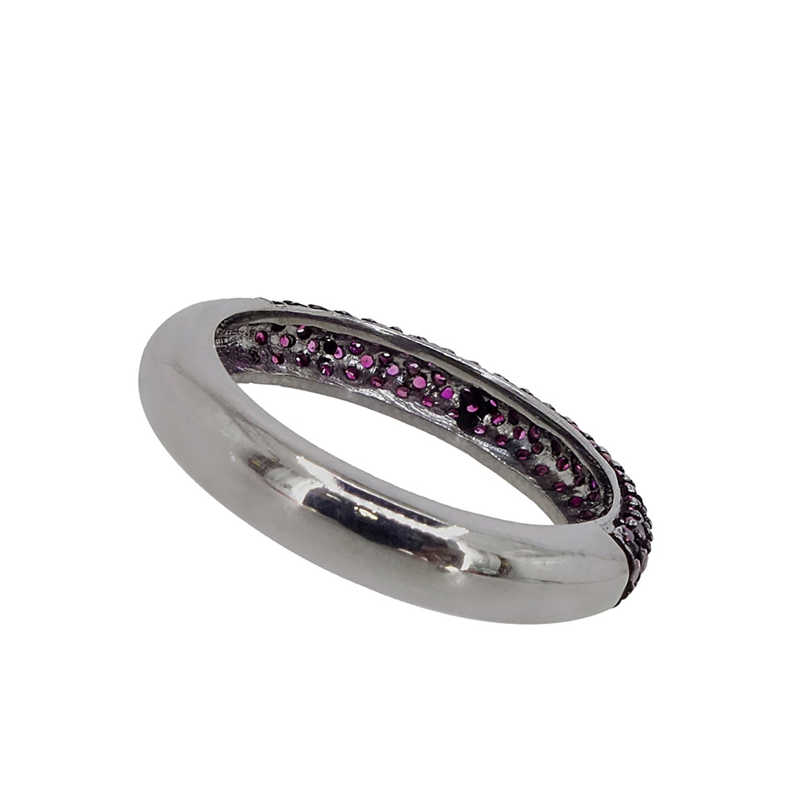 Real pave ruby gemstone full eternity band ring, 925 sterling silver jewelry