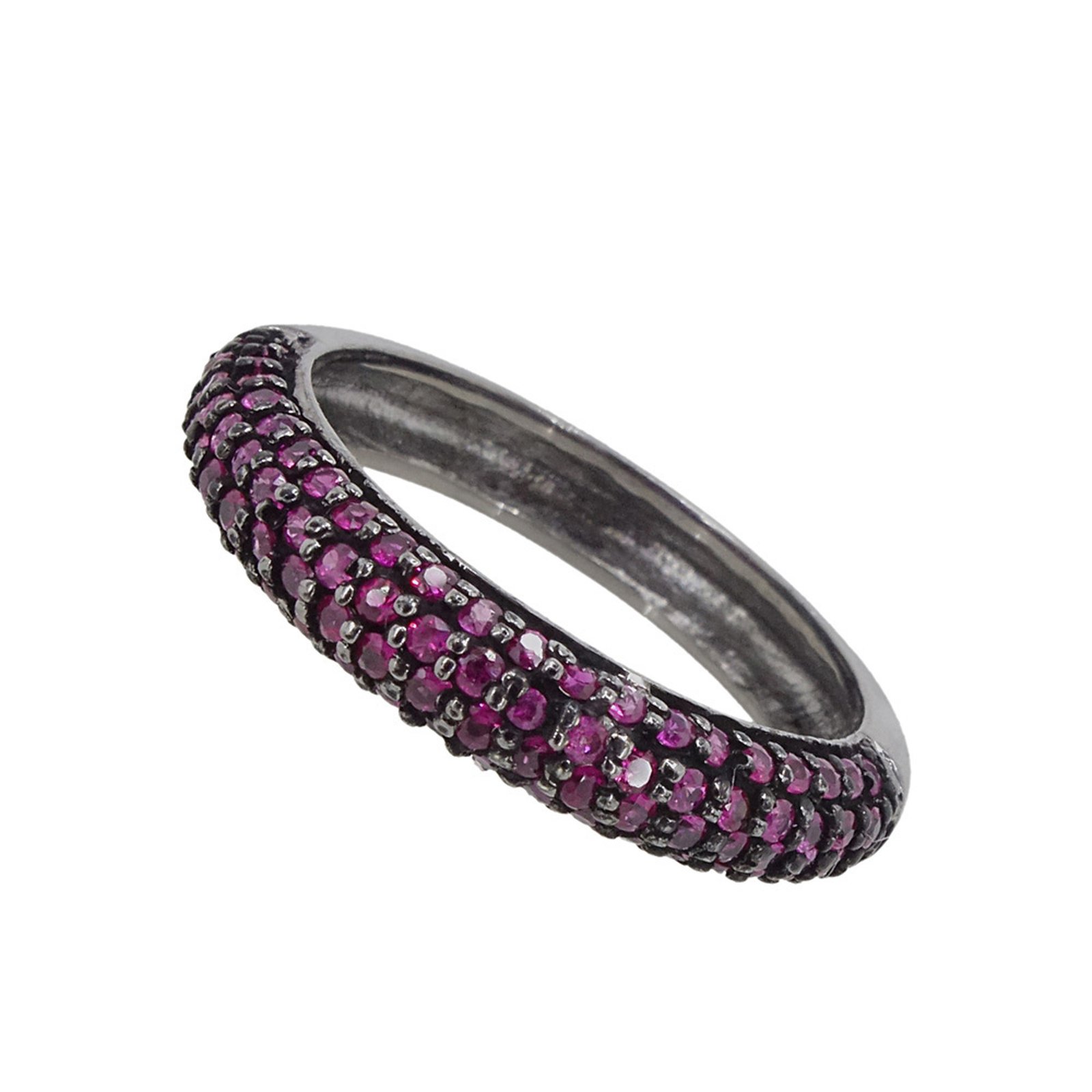 Real pave ruby gemstone full eternity band ring, 925 sterling silver jewelry