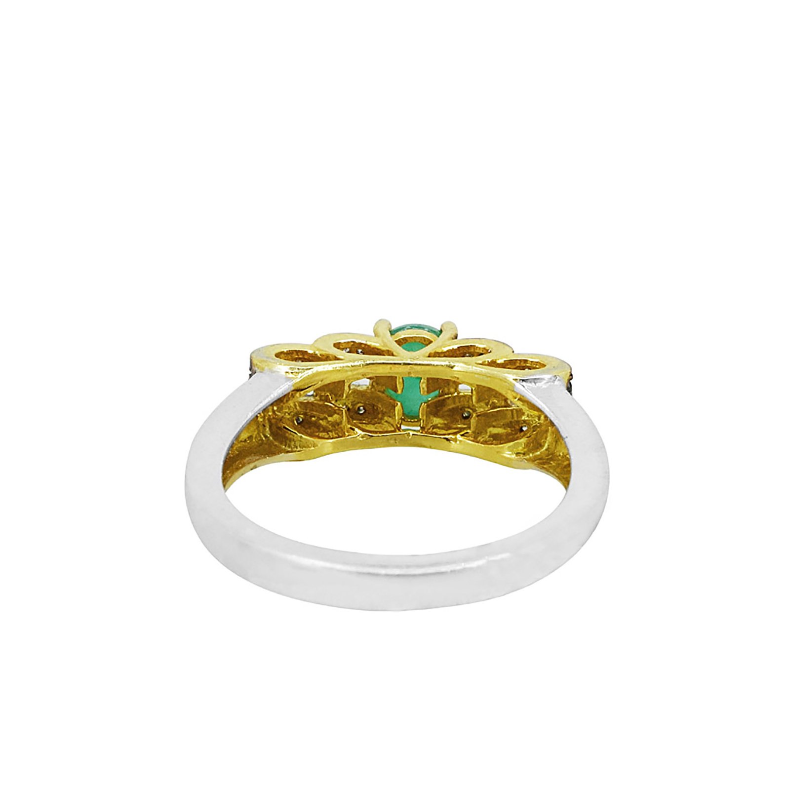 Real emerald & diamond engagement ring set in 14k gold 925 silver