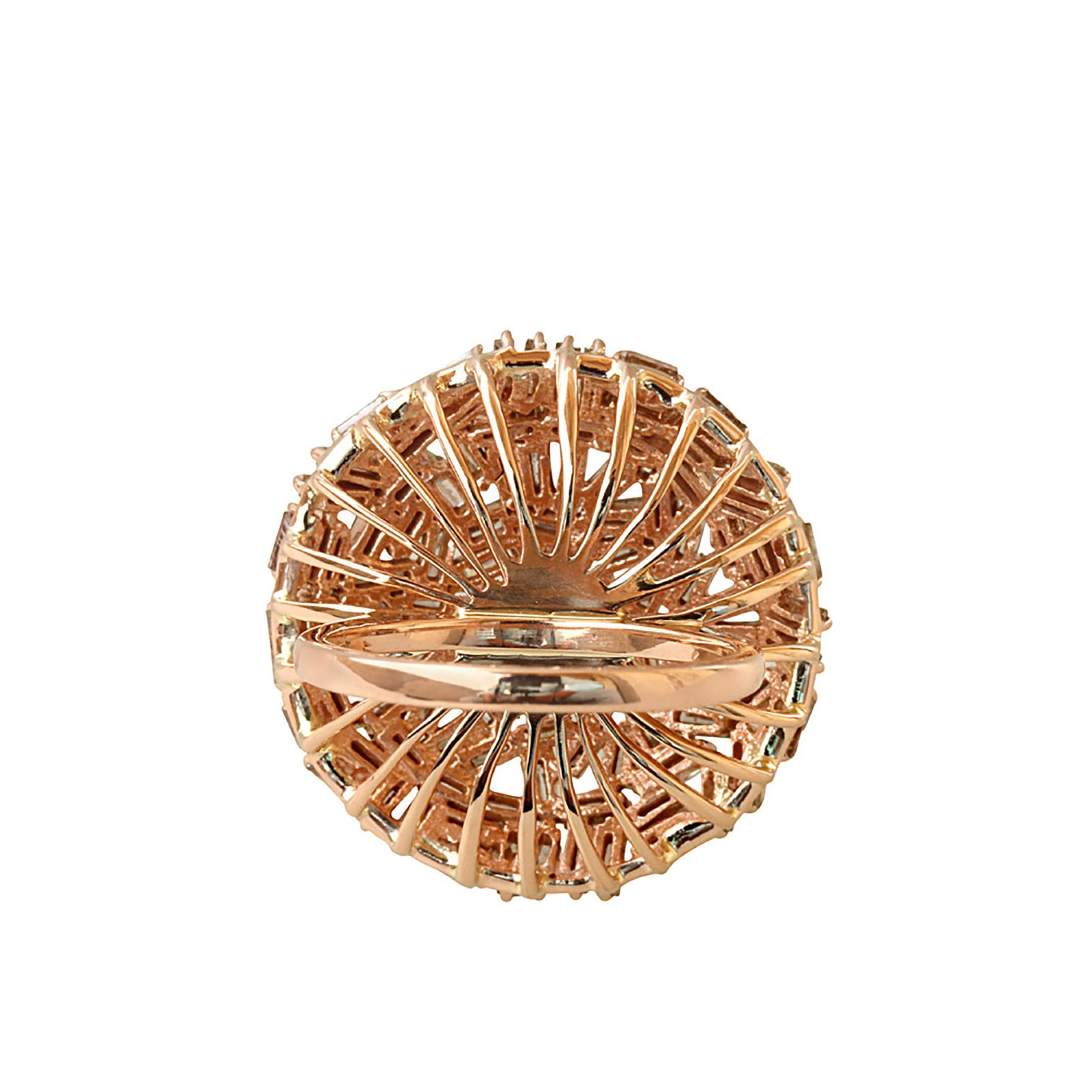 18k Rose gold baguette diamond round shape ring fine jewelry
