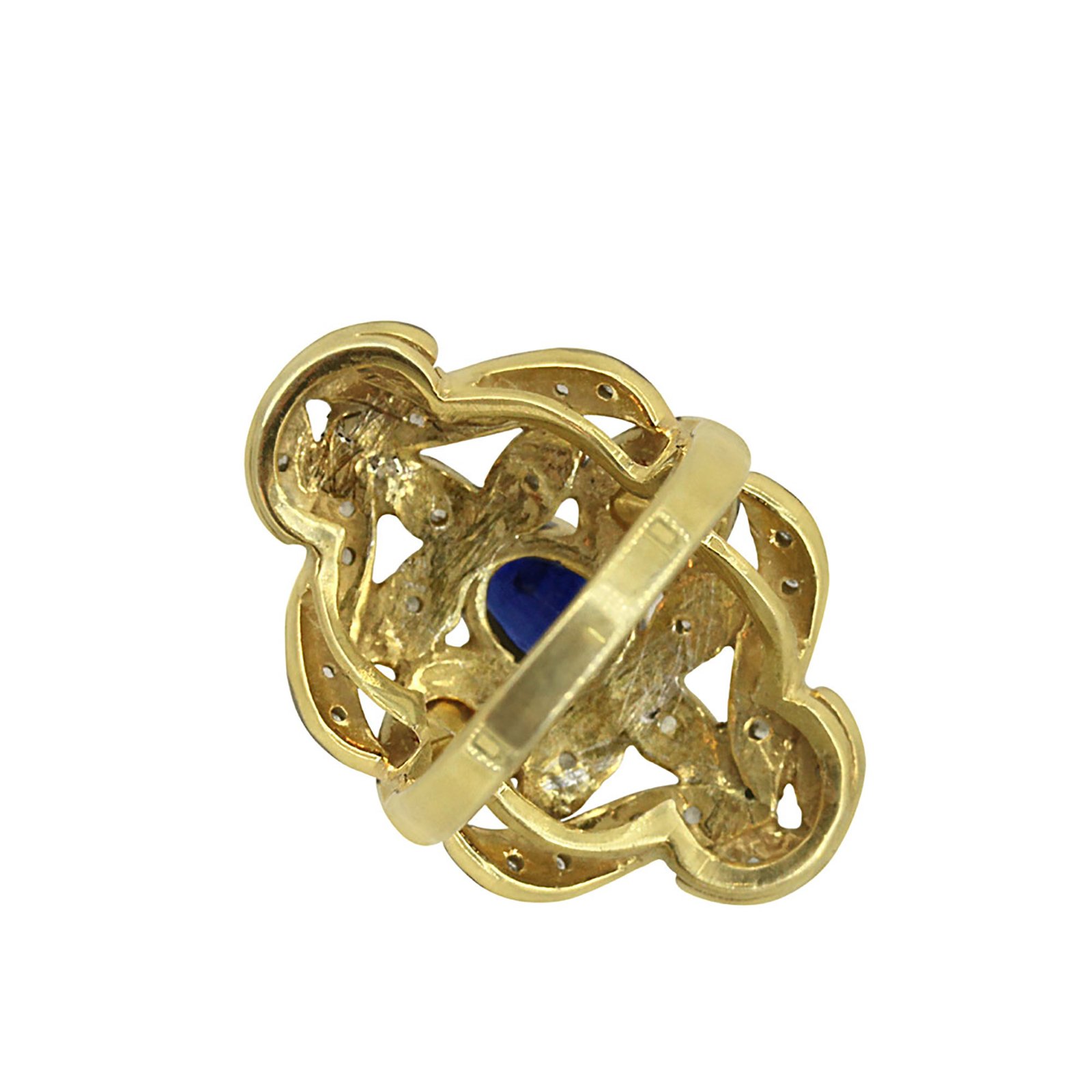 Blue sapphire diamond 925 sterling silver designer ring
