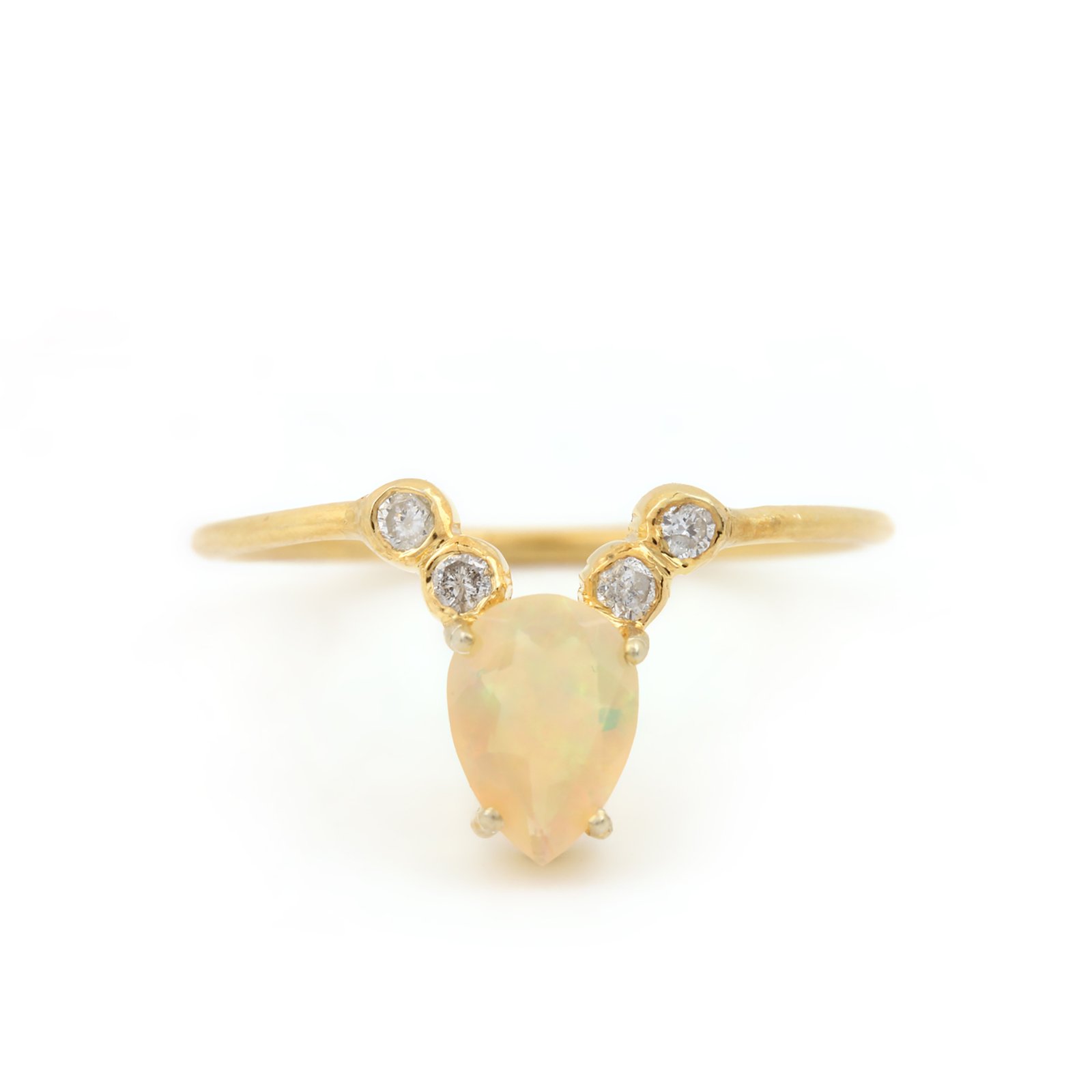 14k Solid Gold Diamond Opal Ring