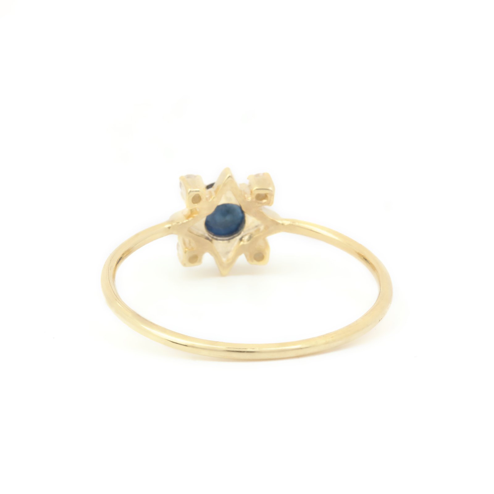 14k Solid Gold Diamond Blue Sapphire Ring