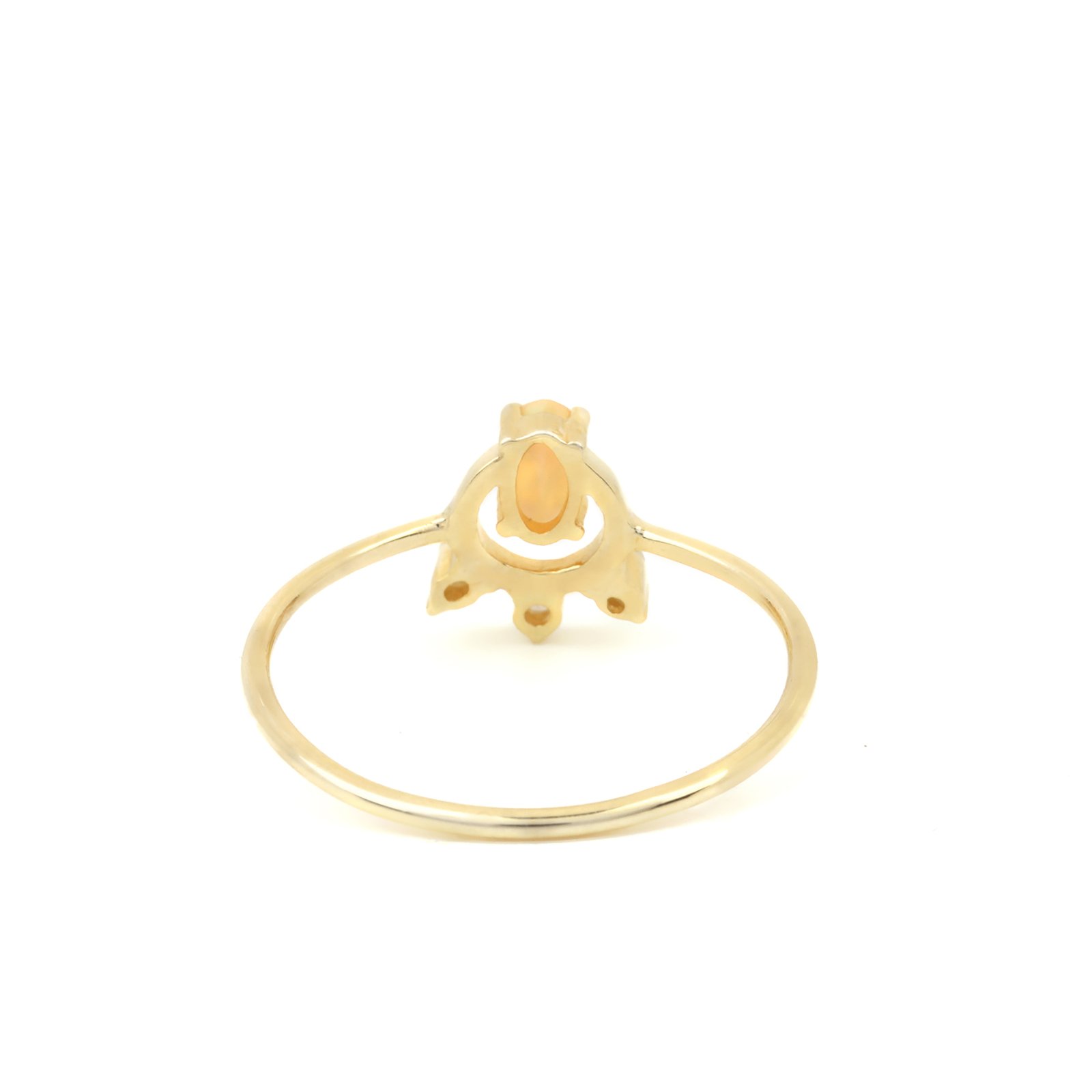 14k Solid Gold Diamond Minimalist Opal Ring
