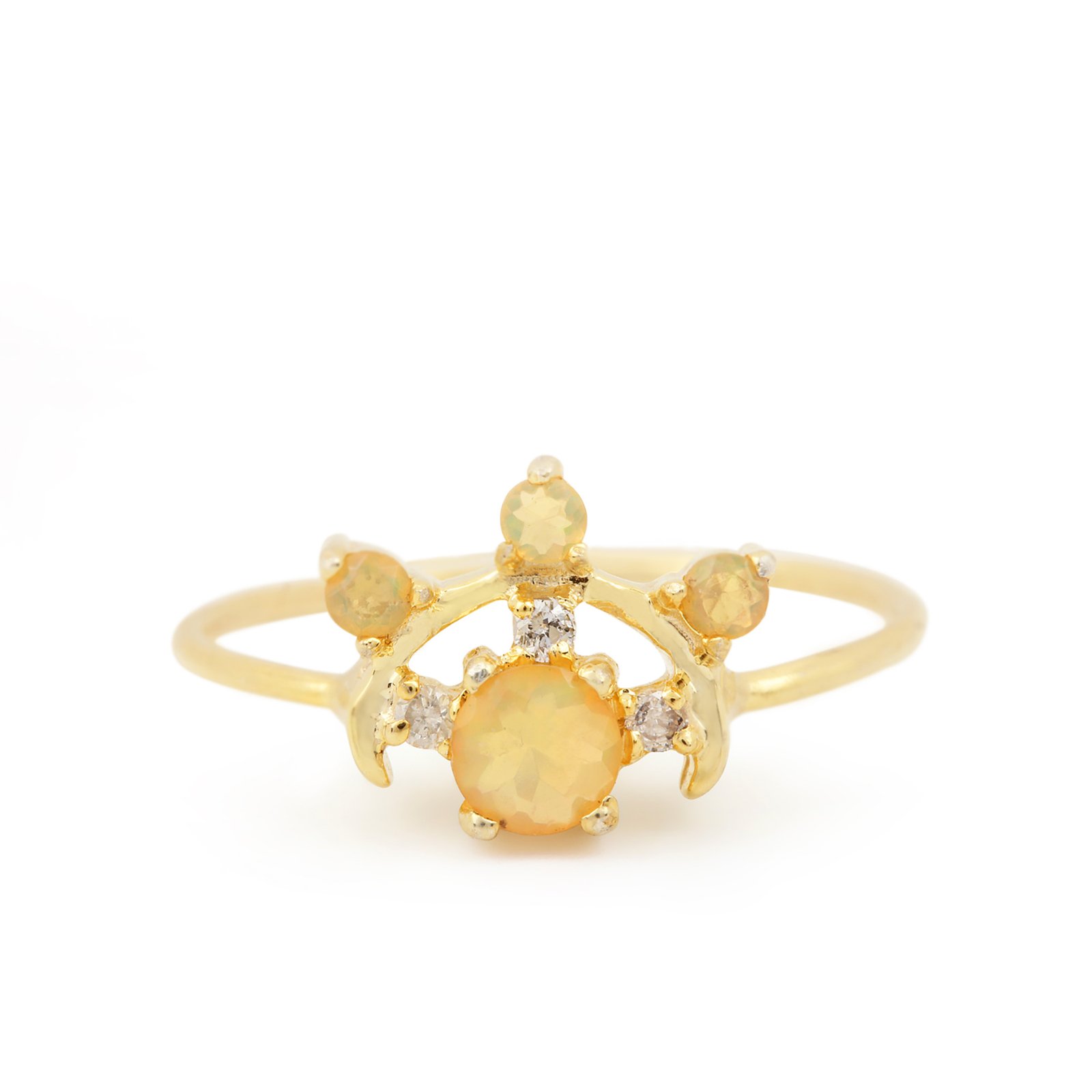 14k Solid Gold Diamond Opal Ring