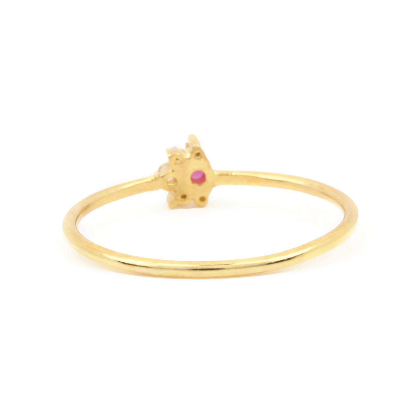 14k Solid yellow Gold Diamond Ruby Ring