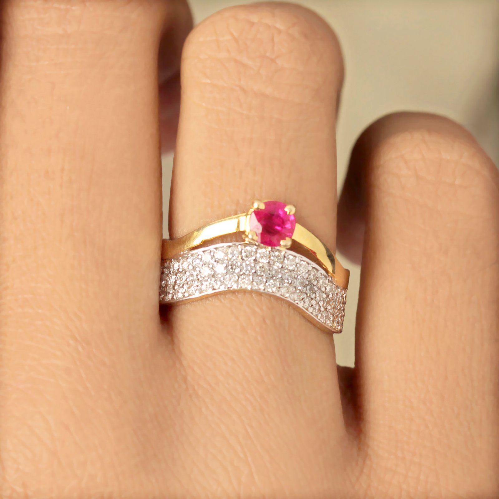 Diamond Ring With Ruby