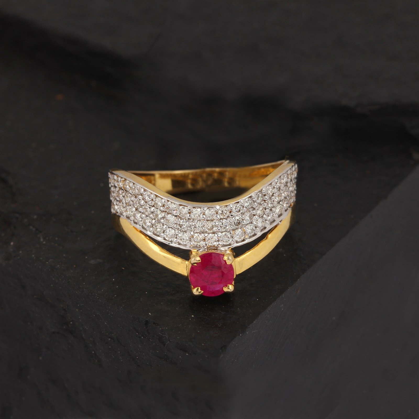 Diamond Ring With Ruby